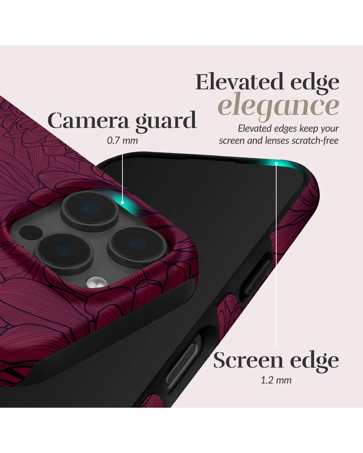 Mio By Mobilize Mio Berry Blooms Magsafe Compatibel Telefoonhoesje iPhone 16 Pro Bordeaux