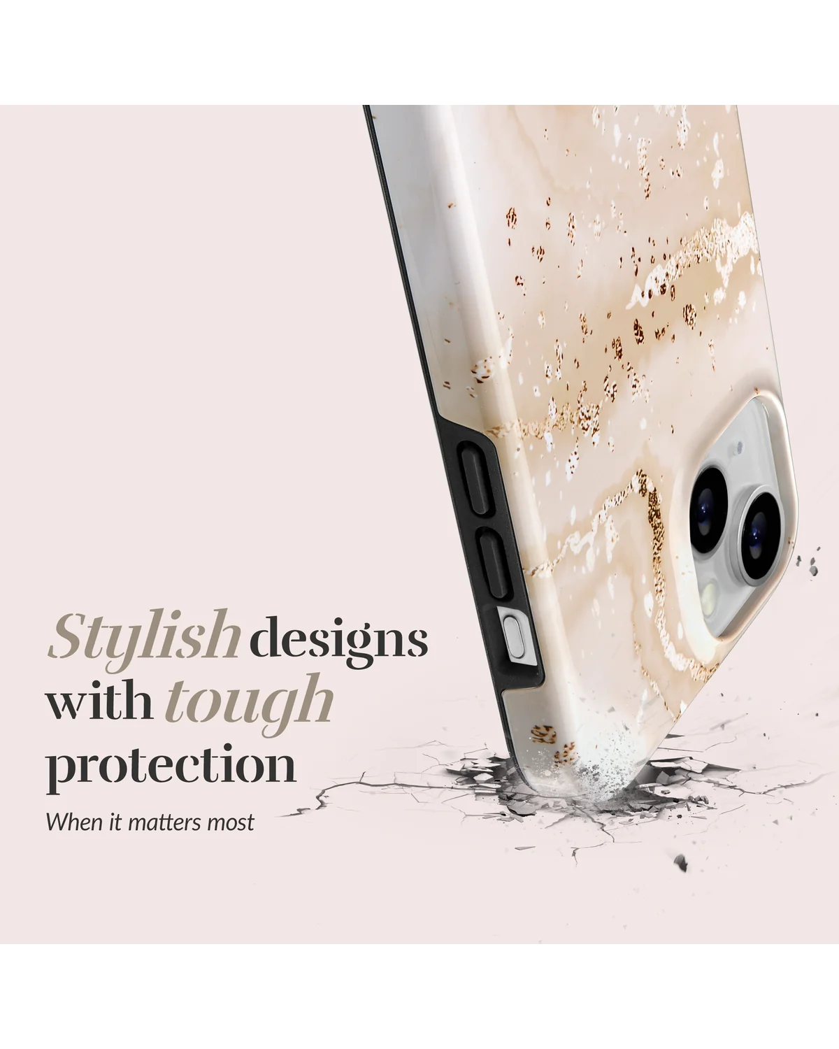 Mio By Mobilize Mio Gold Marble Magsafe Compatibel Telefoonhoesje iPhone 15 Plus Zand-Goud