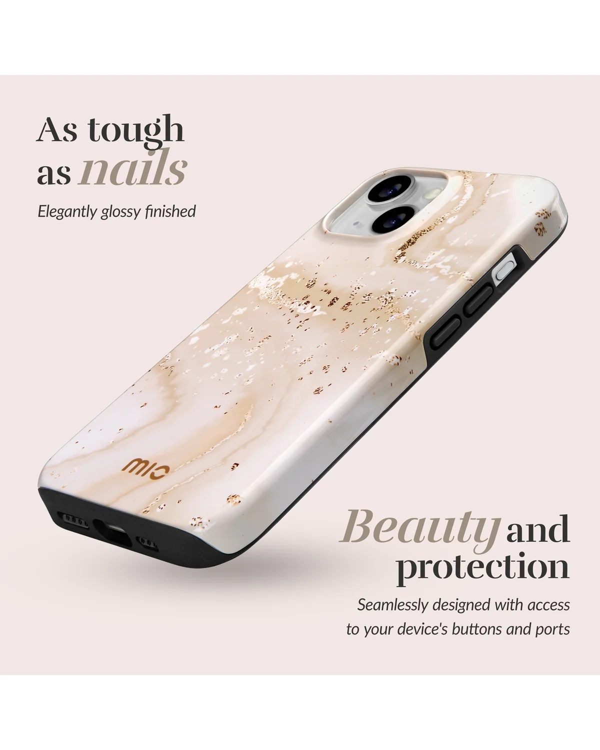 Mio By Mobilize Mio Gold Marble Magsafe Compatibel Telefoonhoesje iPhone 15 Pro Max Zand-Goud