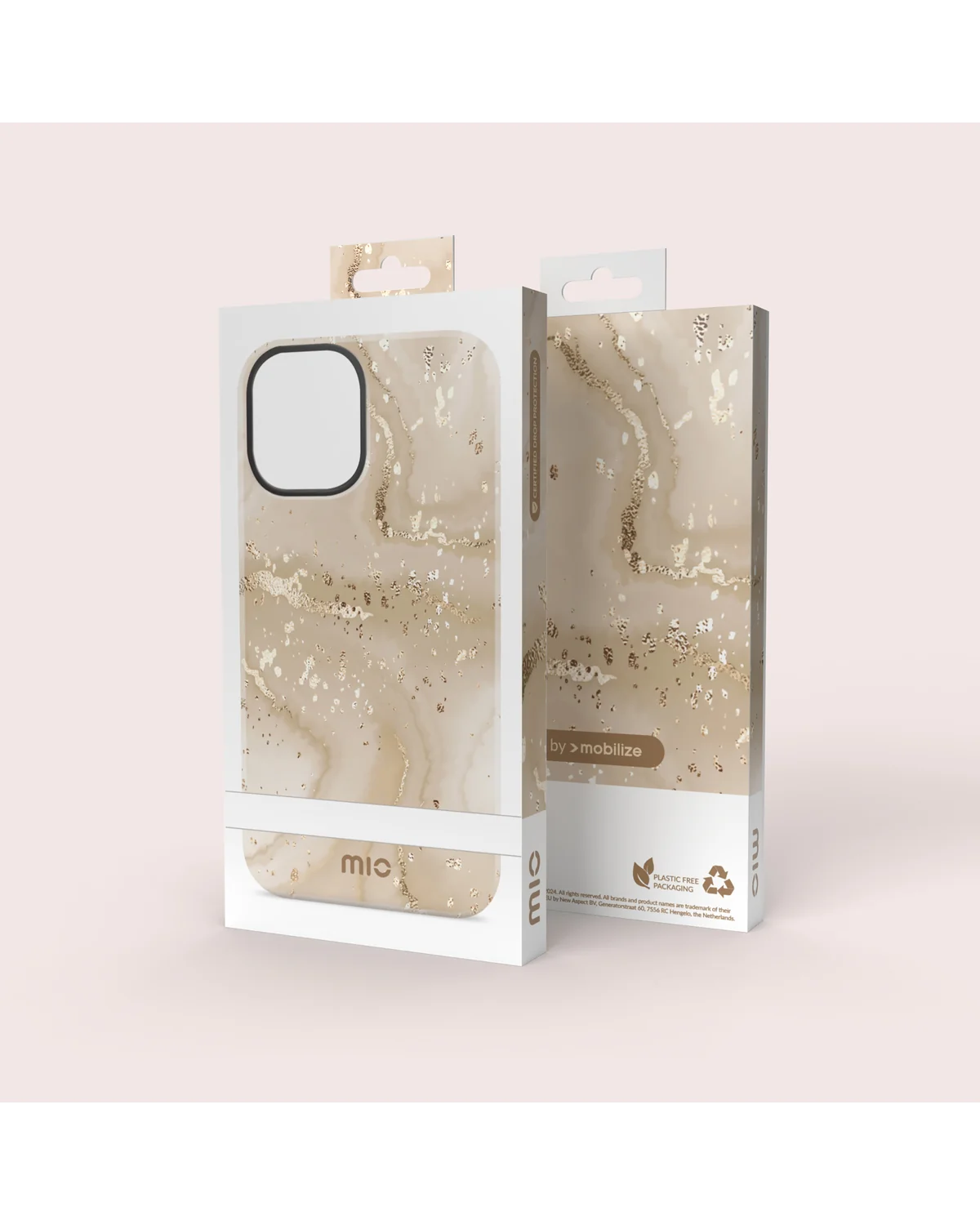 Mio By Mobilize Mio Gold Marble Magsafe Compatibel Telefoonhoesje iPhone 16 Pro Zand-Goud