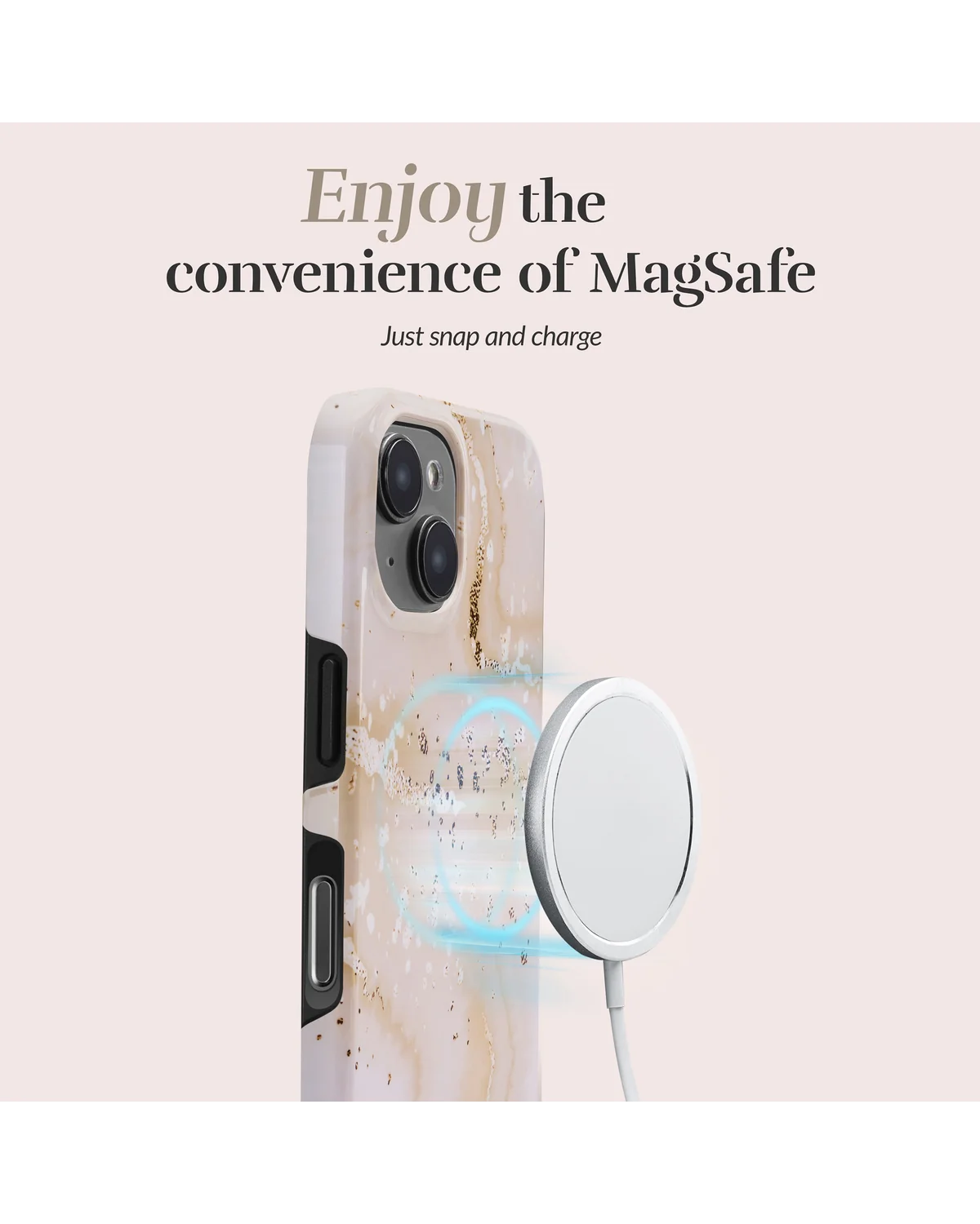 Mio By Mobilize Mio Gold Marble Magsafe Compatibel Telefoonhoesje iPhone 16e Zand-Goud