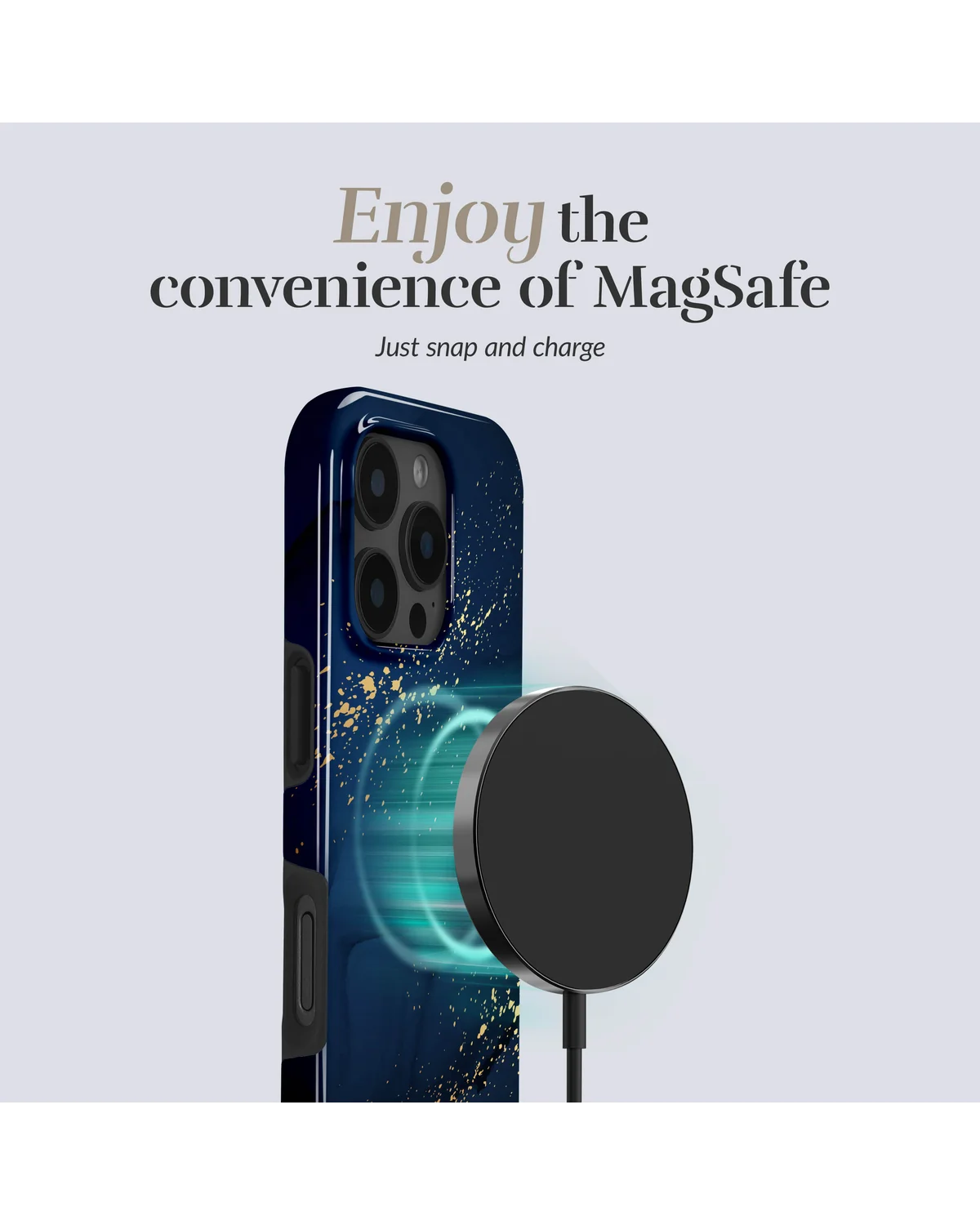 Mio By Mobilize Mio Midnight Sparkle Magsafe Compatibel Telefoonhoesje iPhone 15 Blauw-Goud