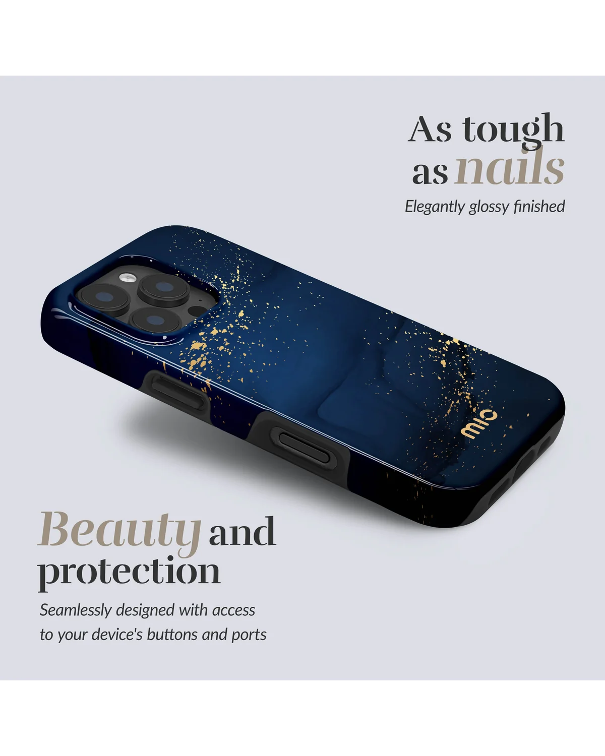 Mio By Mobilize Mio Midnight Sparkle Magsafe Compatibel Telefoonhoesje iPhone 16 Pro Max Blauw-Goud