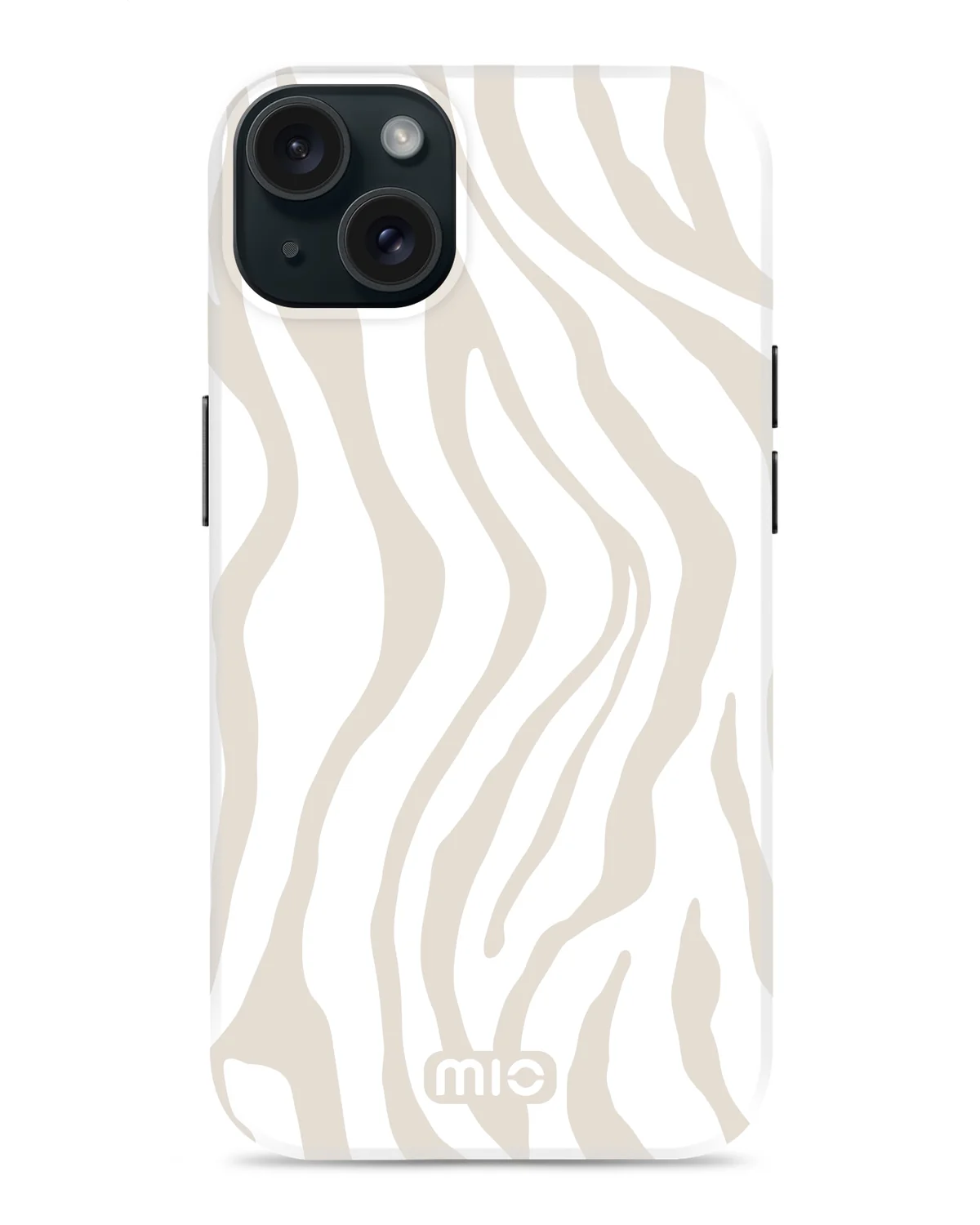Mio By Mobilize Mio Sandy Zebra Magsafe Compatibel Telefoonhoesje iPhone 15 Taupe-Wit