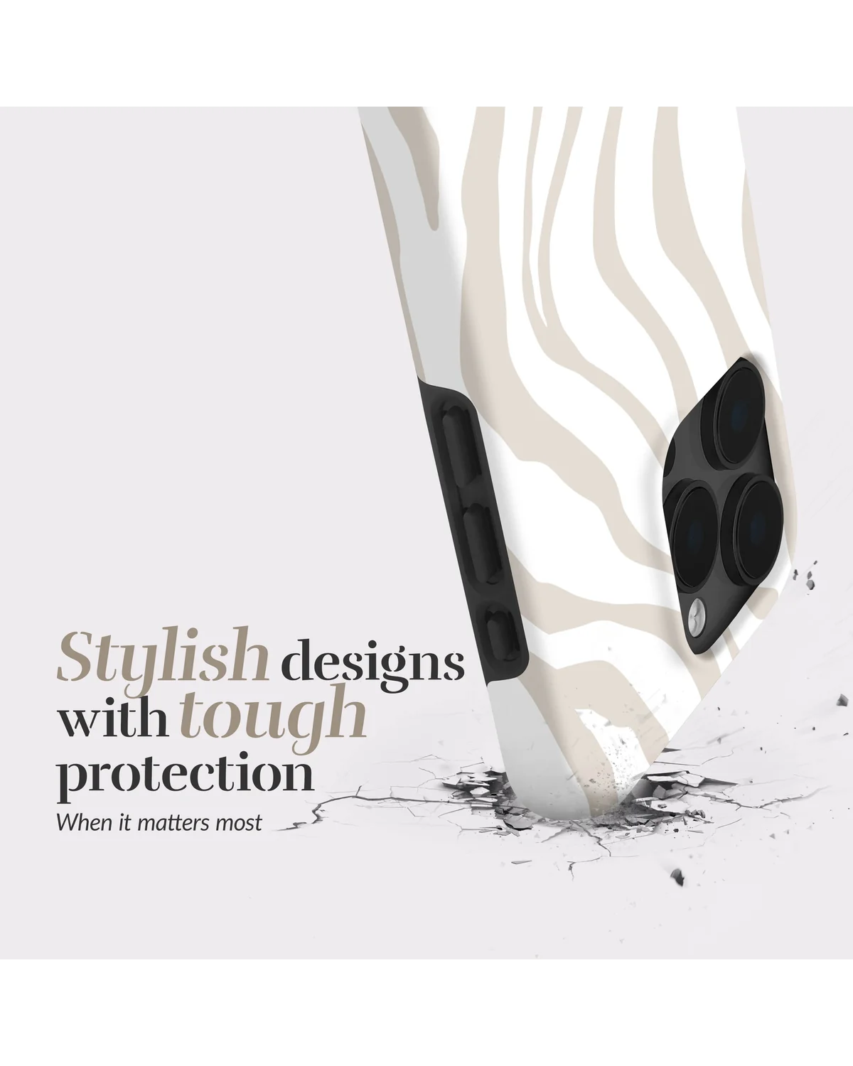 Mio By Mobilize Mio Sandy Zebra Magsafe Compatibel Telefoonhoesje iPhone 15 Taupe-Wit