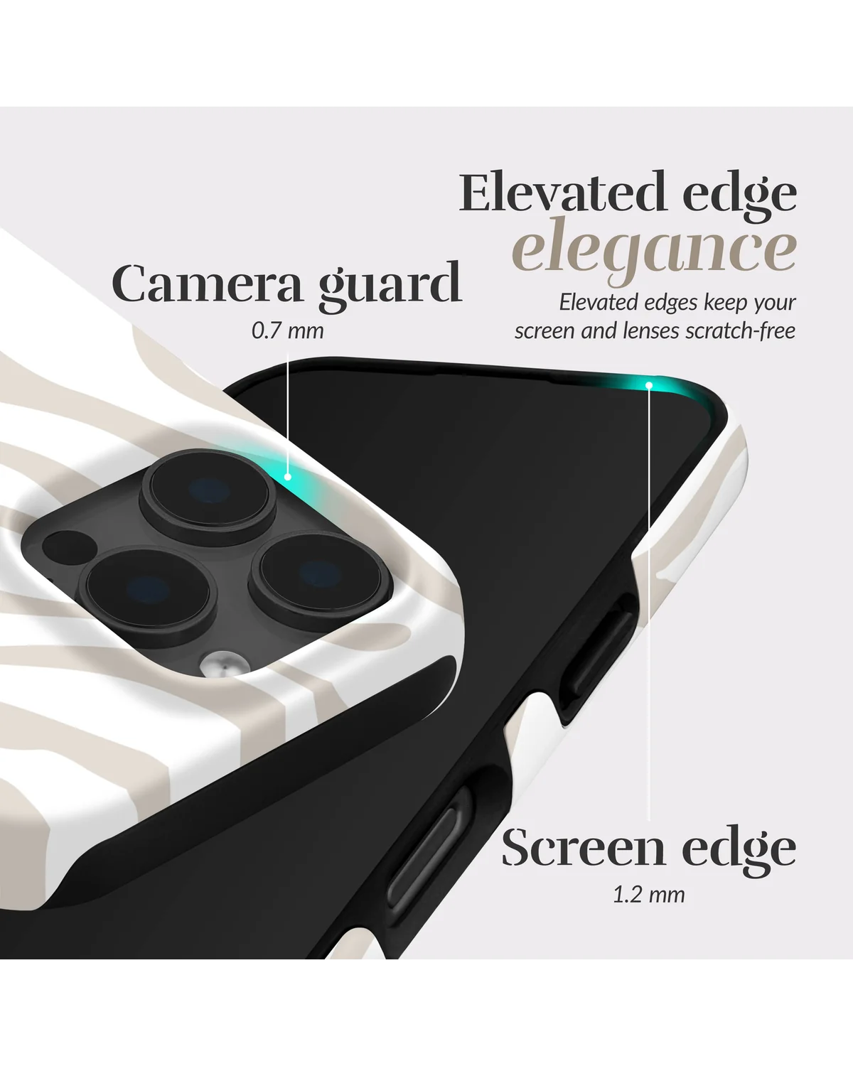 Mio By Mobilize Mio Sandy Zebra Magsafe Compatibel Telefoonhoesje iPhone 16 Pro Max  Taupe-Wit