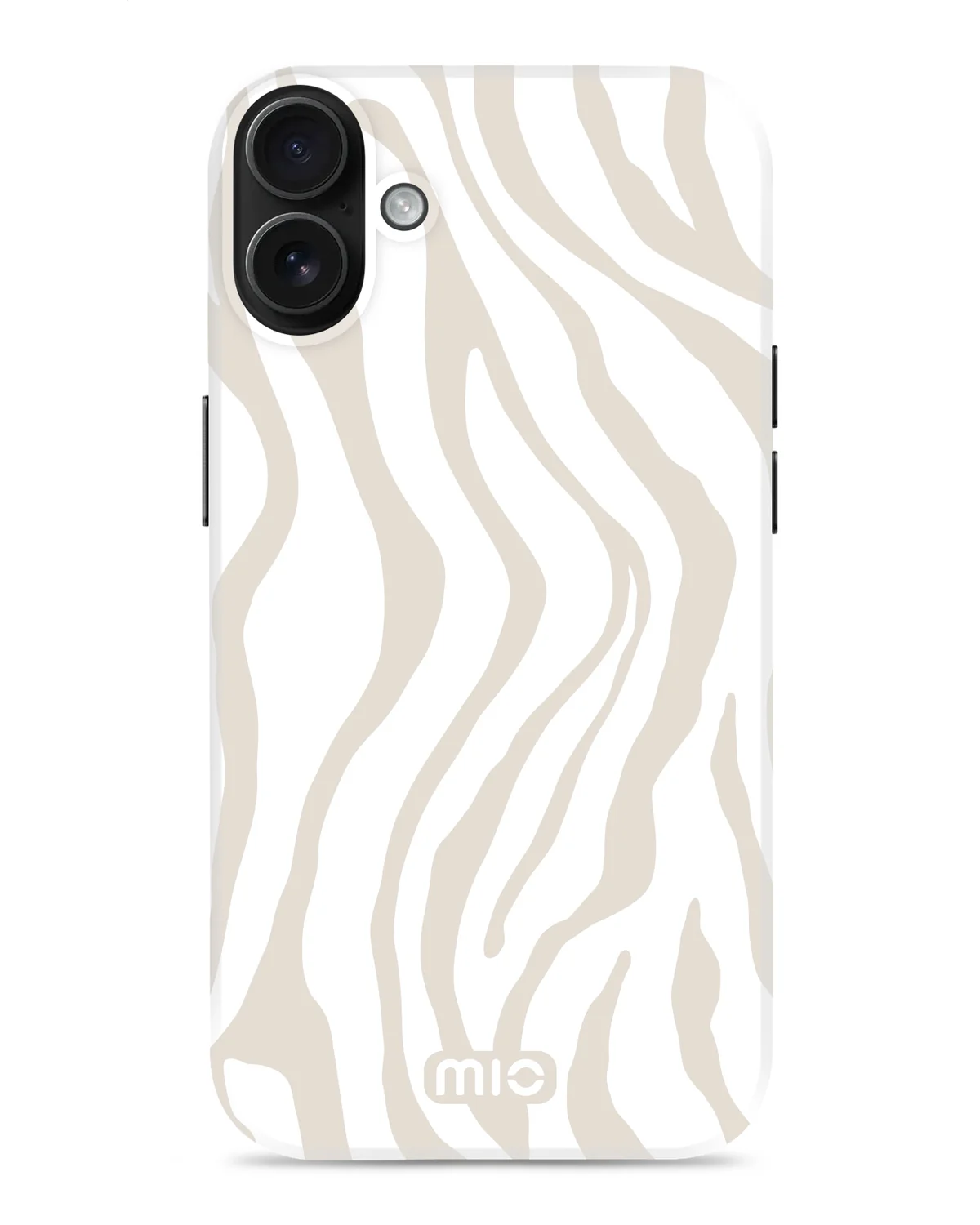 Mio By Mobilize Mio Sandy Zebra Magsafe Compatibel Telefoonhoesje iPhone 16 Taupe-Wit