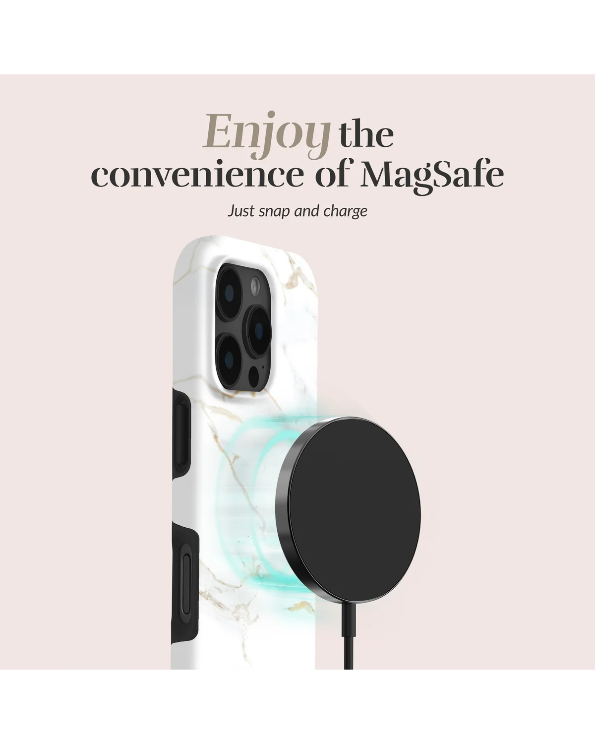 Mio By Mobilize Mio White Marble Magsafe Compatibel Telefoonhoesje iPhone 16 Pro Wit