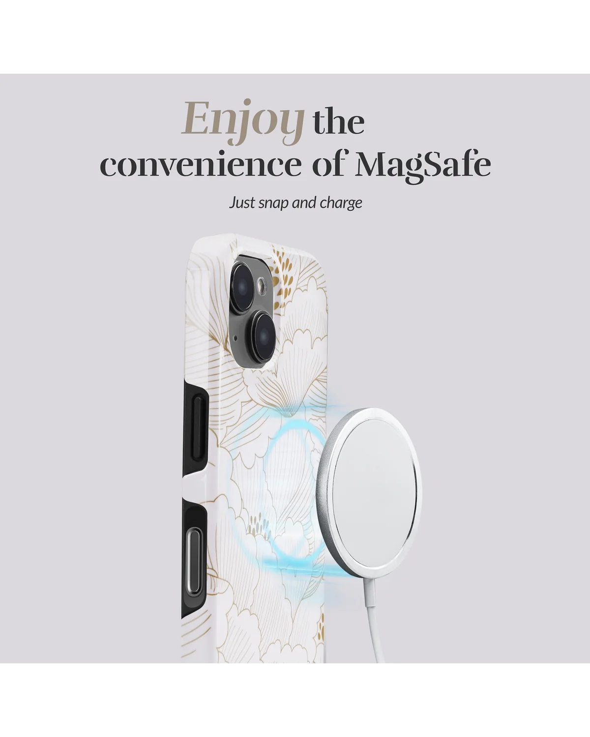 Mio By Mobilize Mio White Roses Magsafe Compatibel Telefoonhoesje iPhone 16 Pro Wit