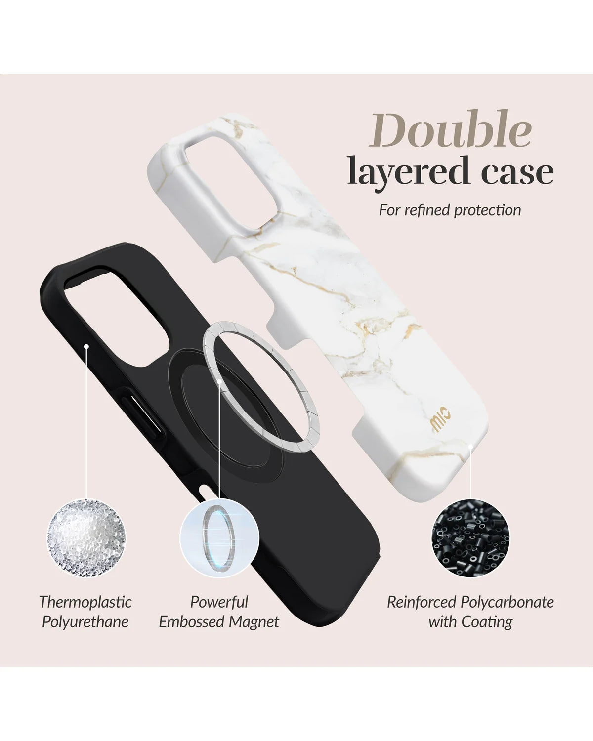 Mio by Mobilize White Marble MagSafe Compatibel Hoesje (Case) – Apple iPhone 17 Pro Max