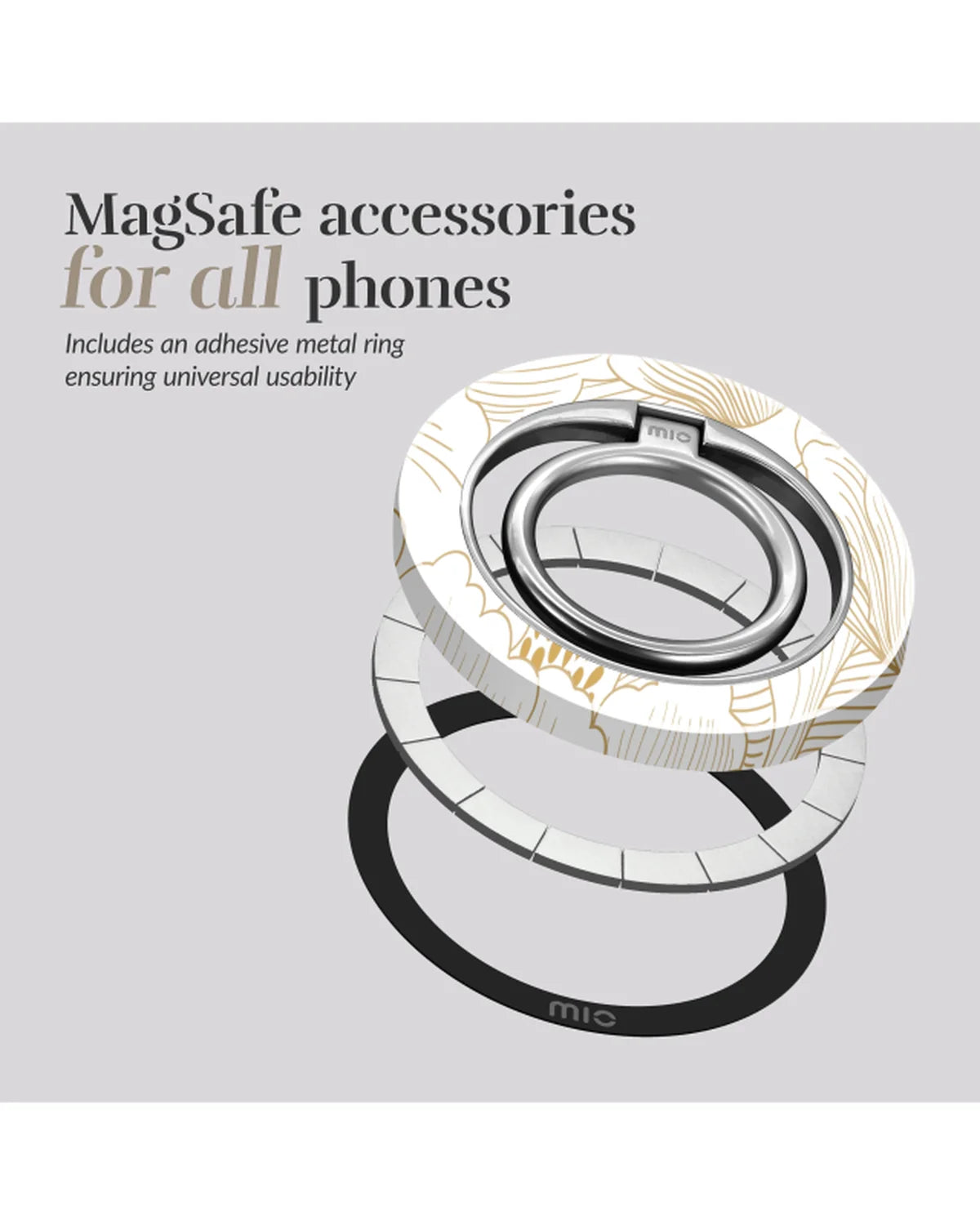 MIO White Roses MagSafe-compatibele ringhouder