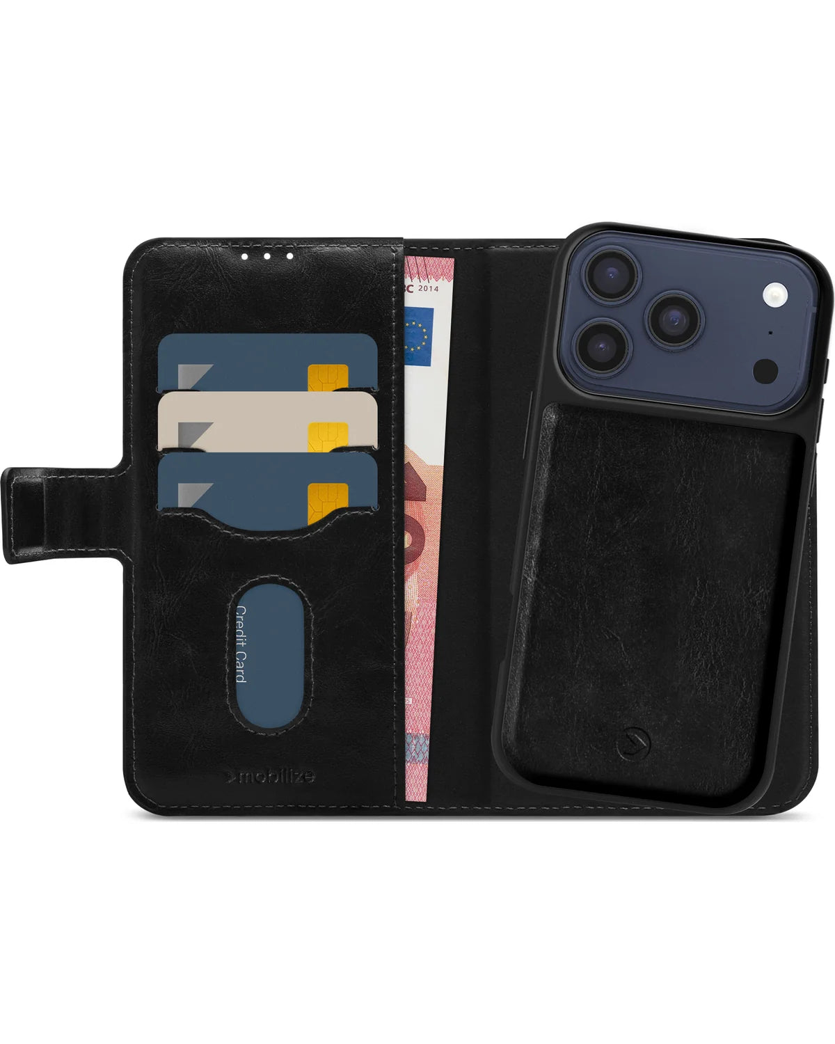 Mobilize 2-in-1 MagSafe Compatibel Gelly Wallet Hoesje (Case) – Apple iPhone 17 Pro – Zwart