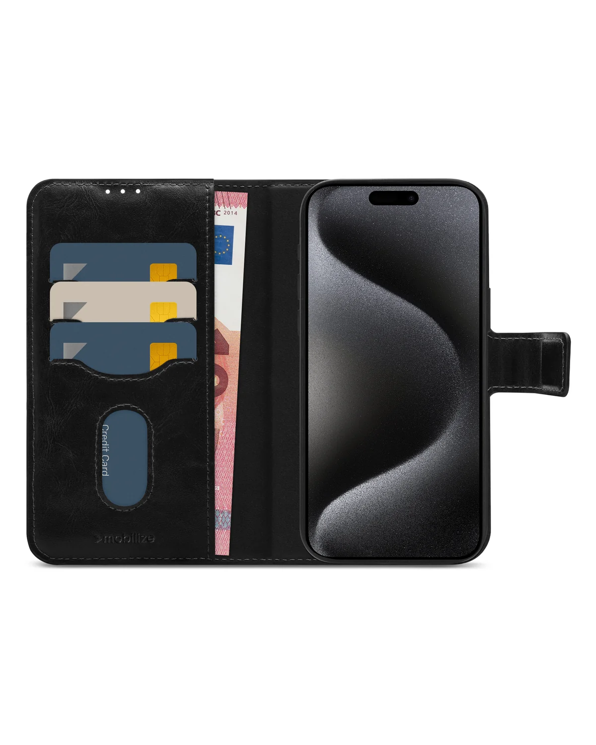 Mobilize 2in1 Magsafe Compatibel Gelly Wallet Case Telefoonhoesje Apple iPhone 15 Pro Max Zwart