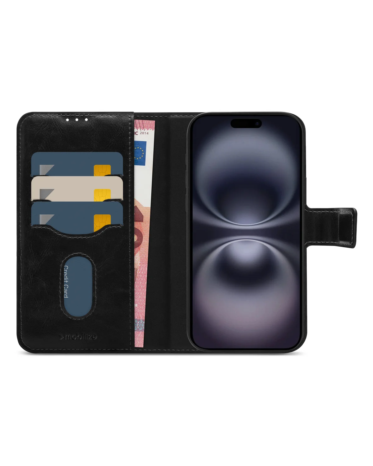 Mobilize 2in1 Magsafe Compatibel Gelly Wallet Case Telefoonhoesje Apple iPhone 16 Plus Zwart