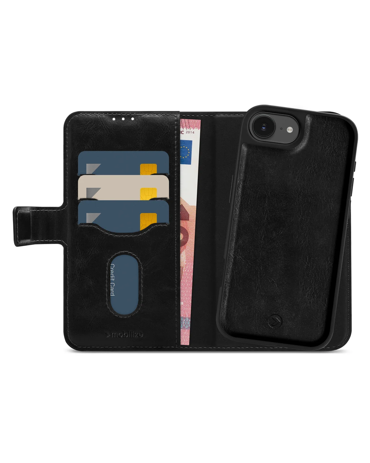 Mobilize 2in1 Magsafe Compatibel Gelly Wallet Case Telefoonhoesje Apple iPhone 16e Zwart