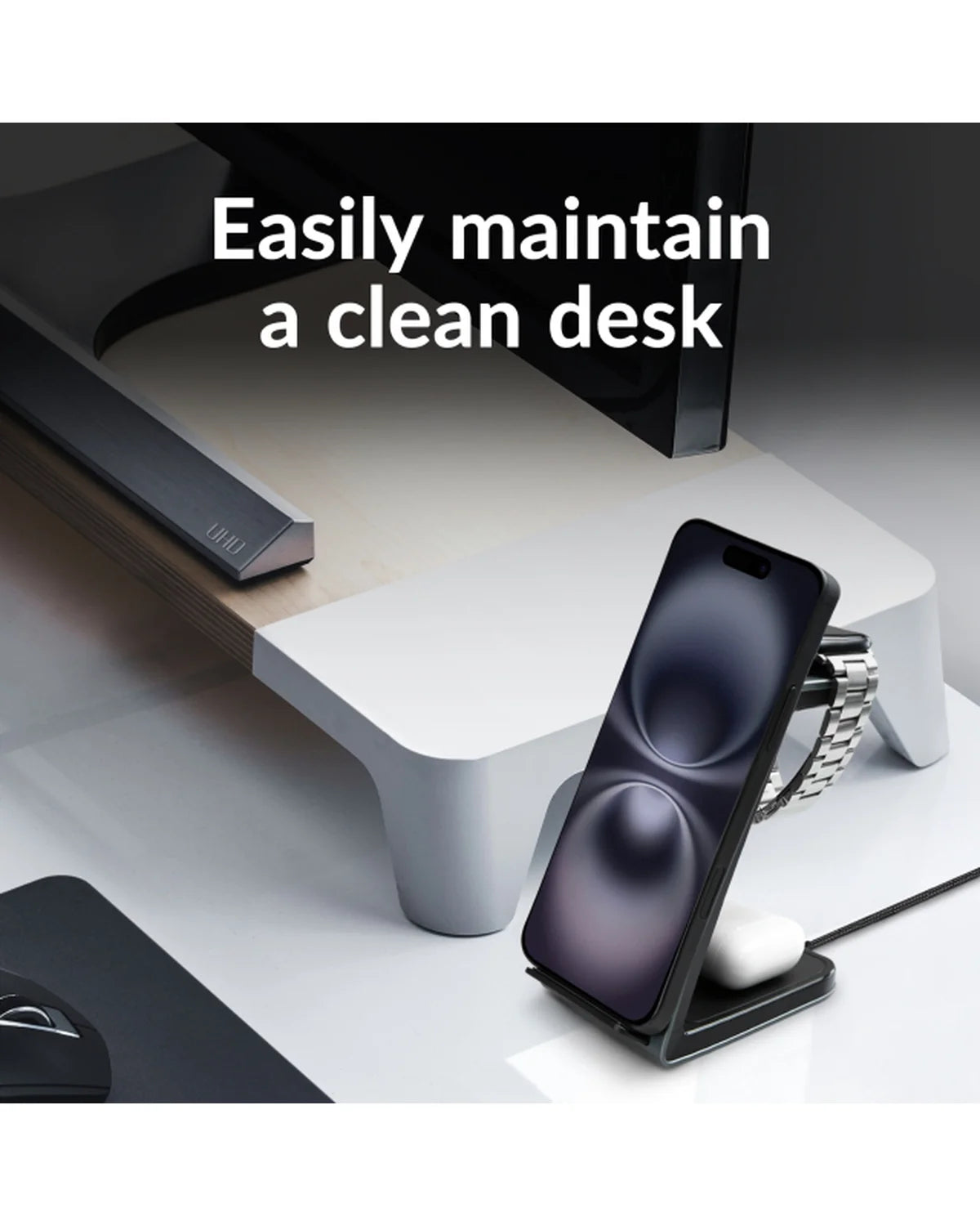 Mobilize 3-in-1 Aluminium Draadloos Oplaadstation 15W