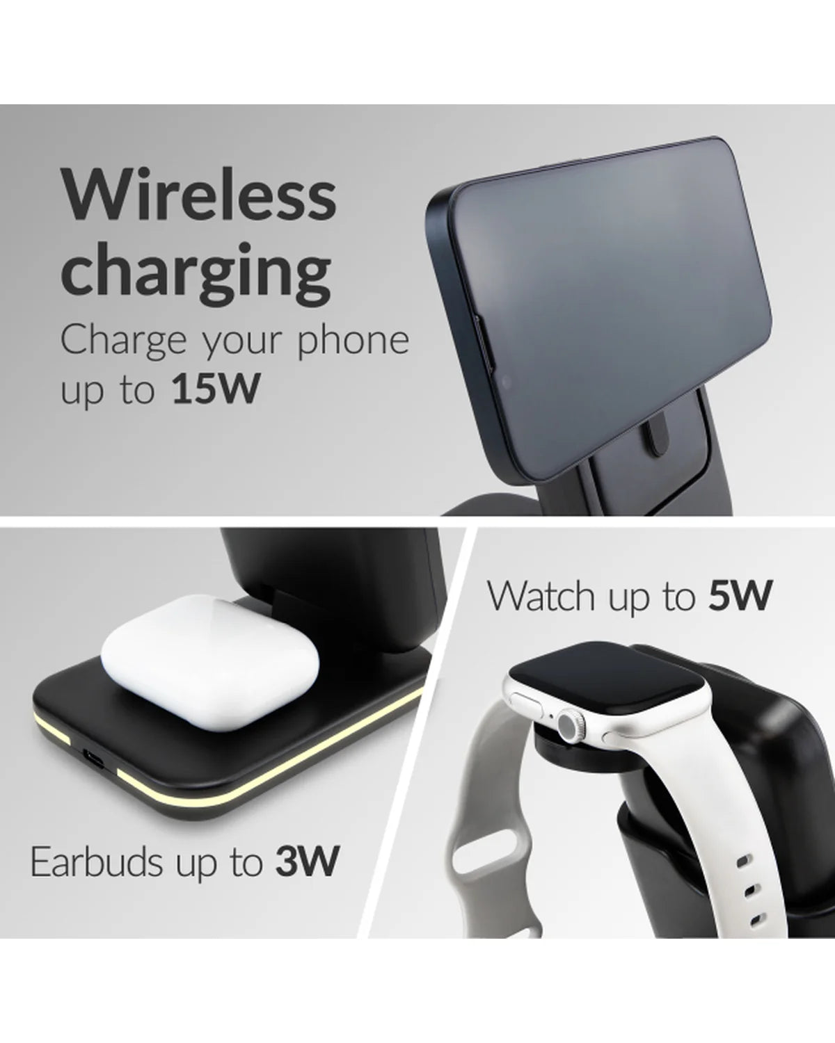 Mobilize 4-in-1 Wireless Charger met Afneembare Powerbank 5000mAh – Zwart