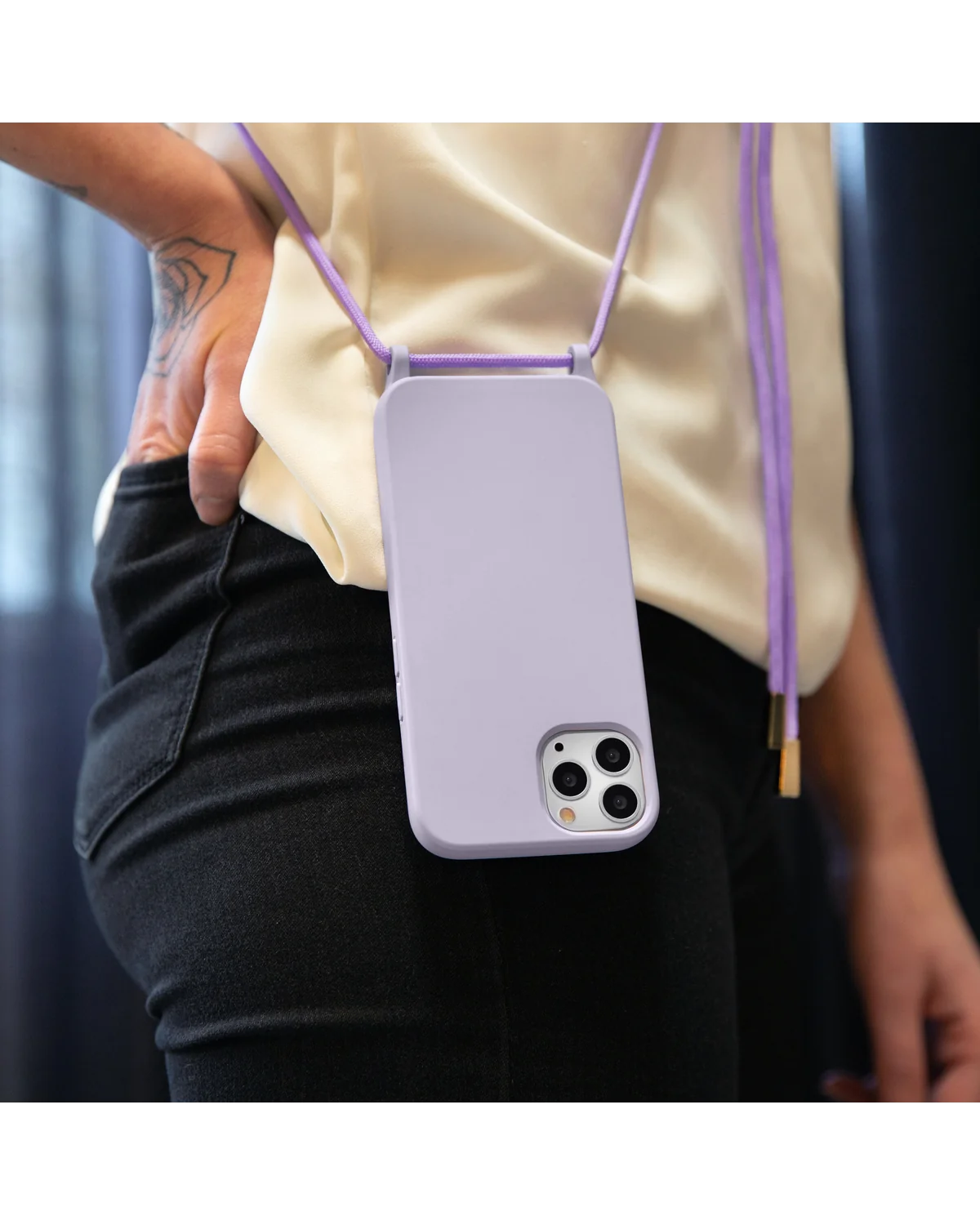 Mobilize Lanyard Gelly Case Telefoonhoesje Apple iPhone 15 Pro Paars