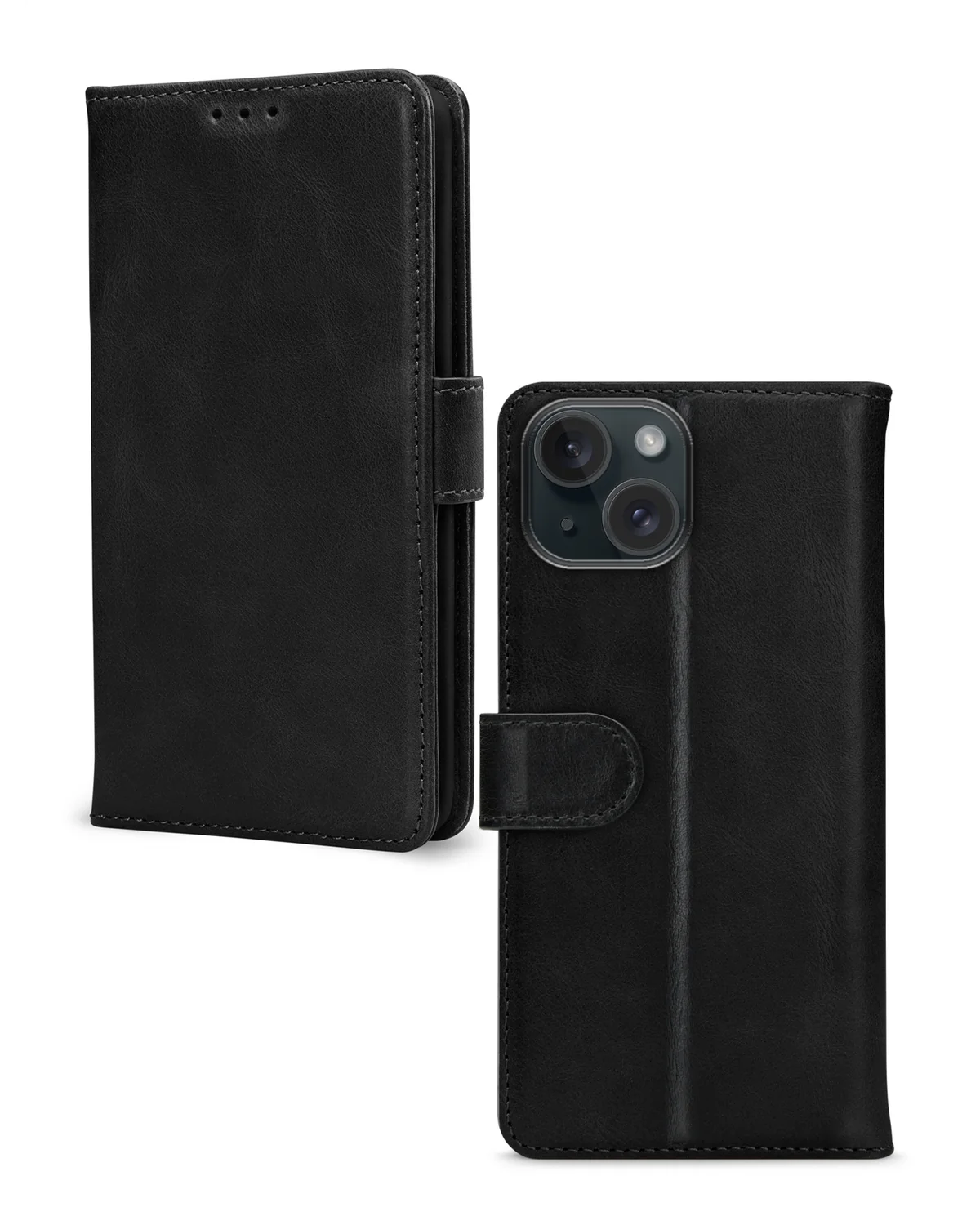Mobilize Leather Wallet Case Telefoonhoesje Apple iPhone 15 Plus Zwart