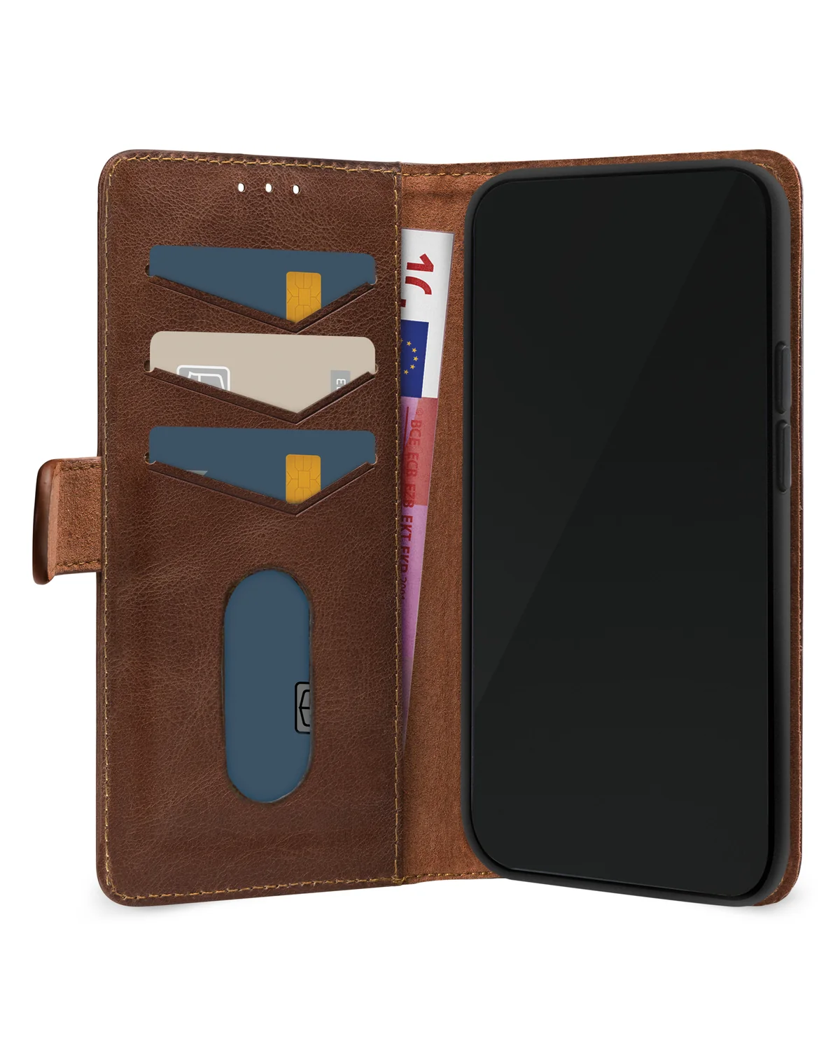 Mobilize Leather Wallet Case Telefoonhoesje Apple iPhone 15 Pro Bruin