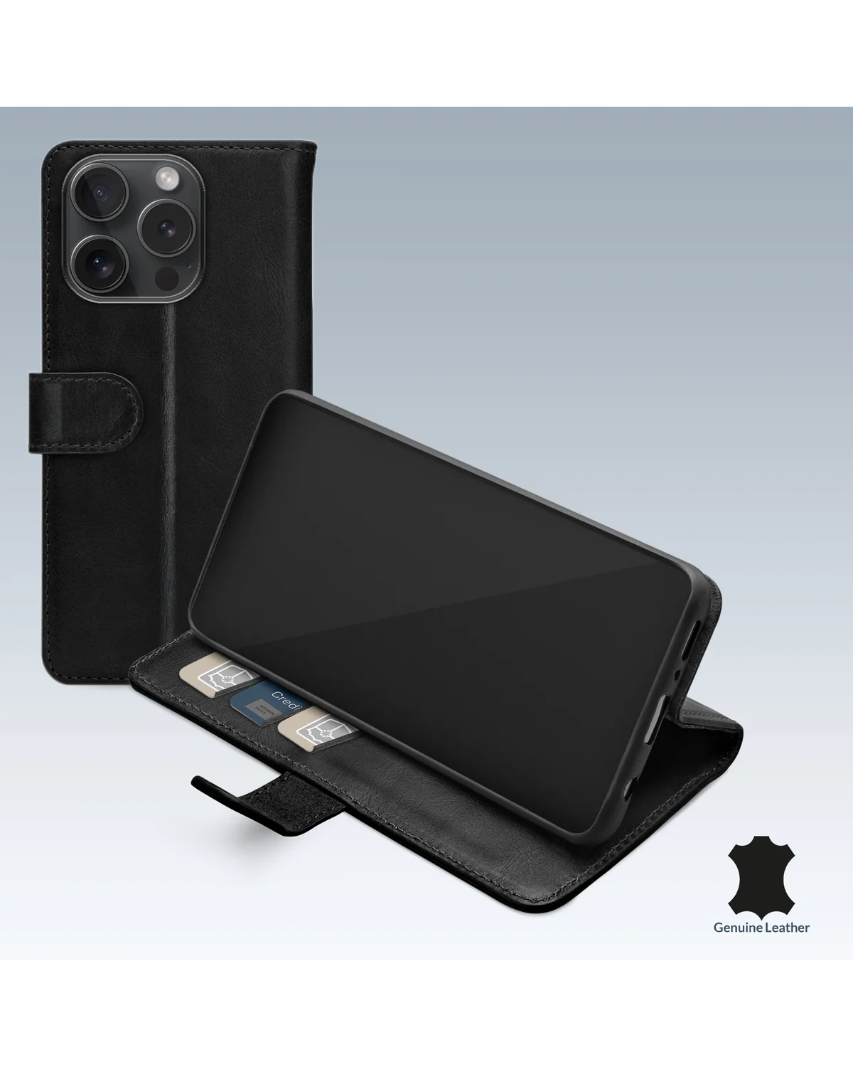 Mobilize Leather Wallet Case Telefoonhoesje Apple iPhone 15 Pro Zwart