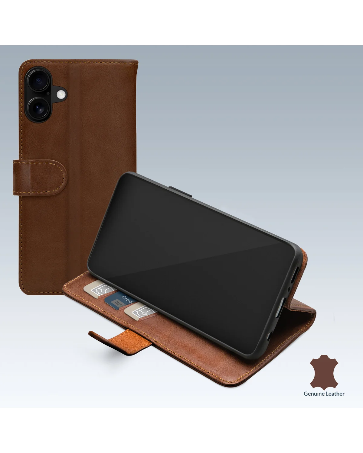 Mobilize Leather Wallet Case Telefoonhoesje Apple iPhone 16 Bruin