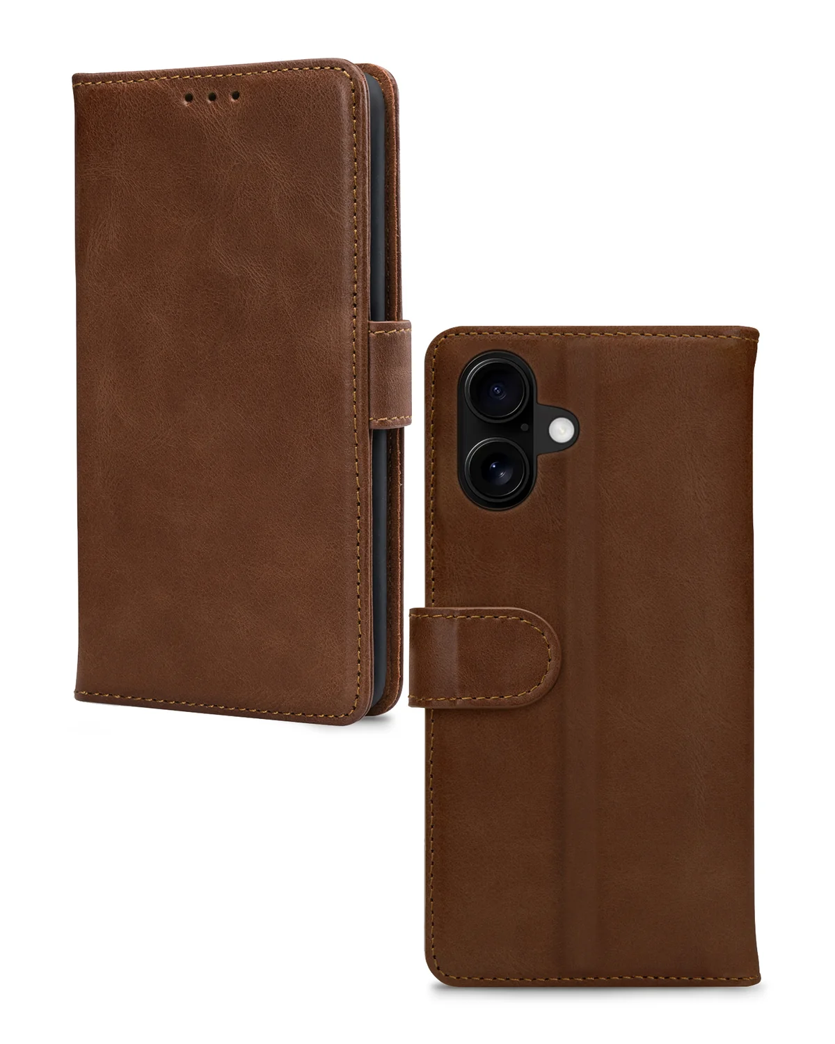 Mobilize Leather Wallet Case Telefoonhoesje Apple iPhone 16 Bruin