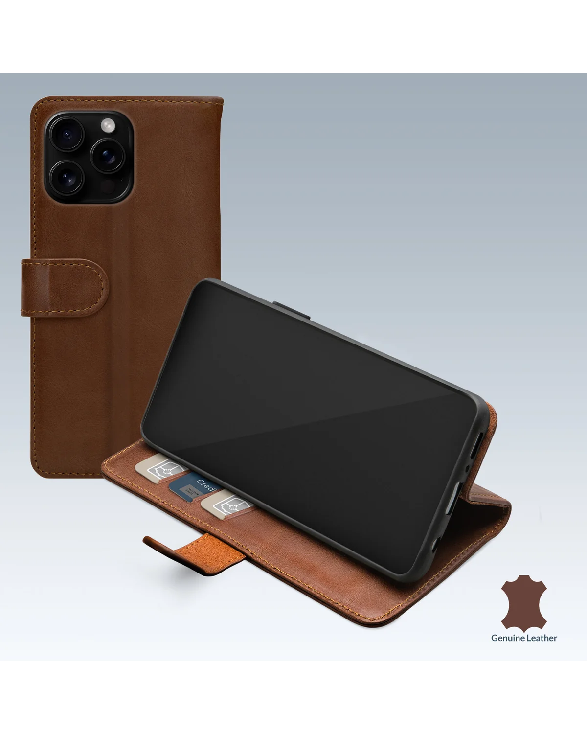 Mobilize Leather Wallet Case Telefoonhoesje Apple iPhone 16 Pro Bruin