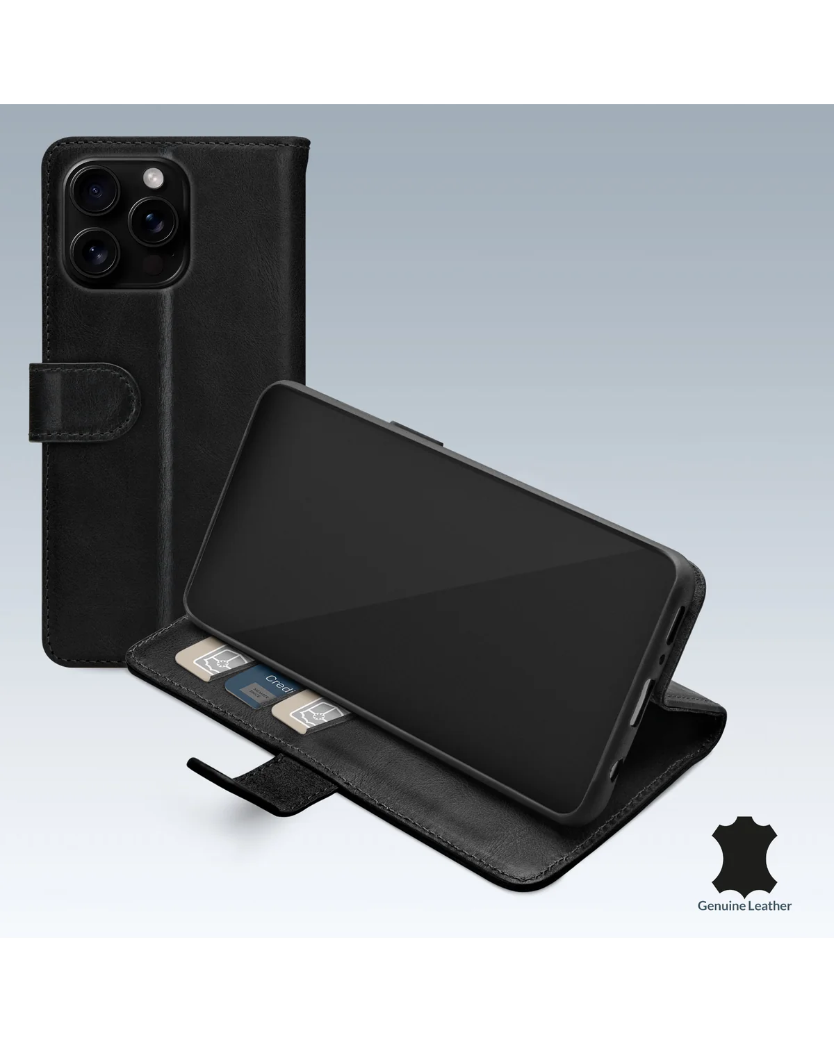 Mobilize Leather Wallet Case Telefoonhoesje Apple iPhone 16 Pro Max Zwart