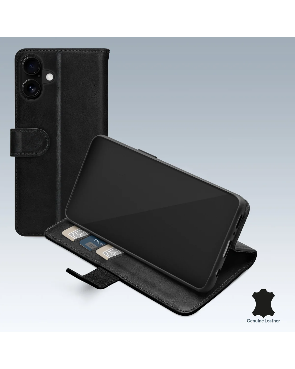 Mobilize Leather Wallet Case Telefoonhoesje Apple iPhone 16 Zwart