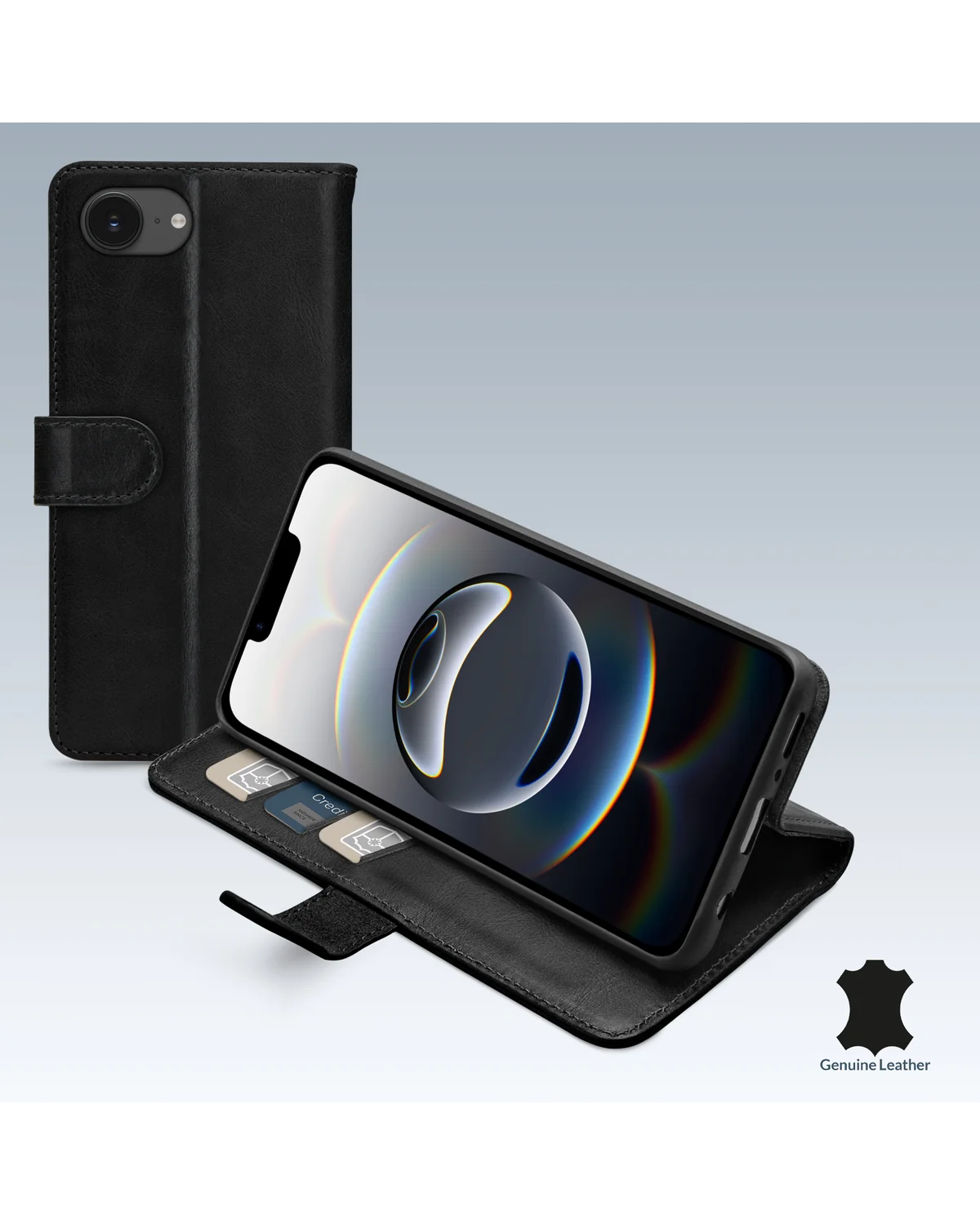 Mobilize Leather Wallet Case Telefoonhoesje Apple iPhone 16e Zwart