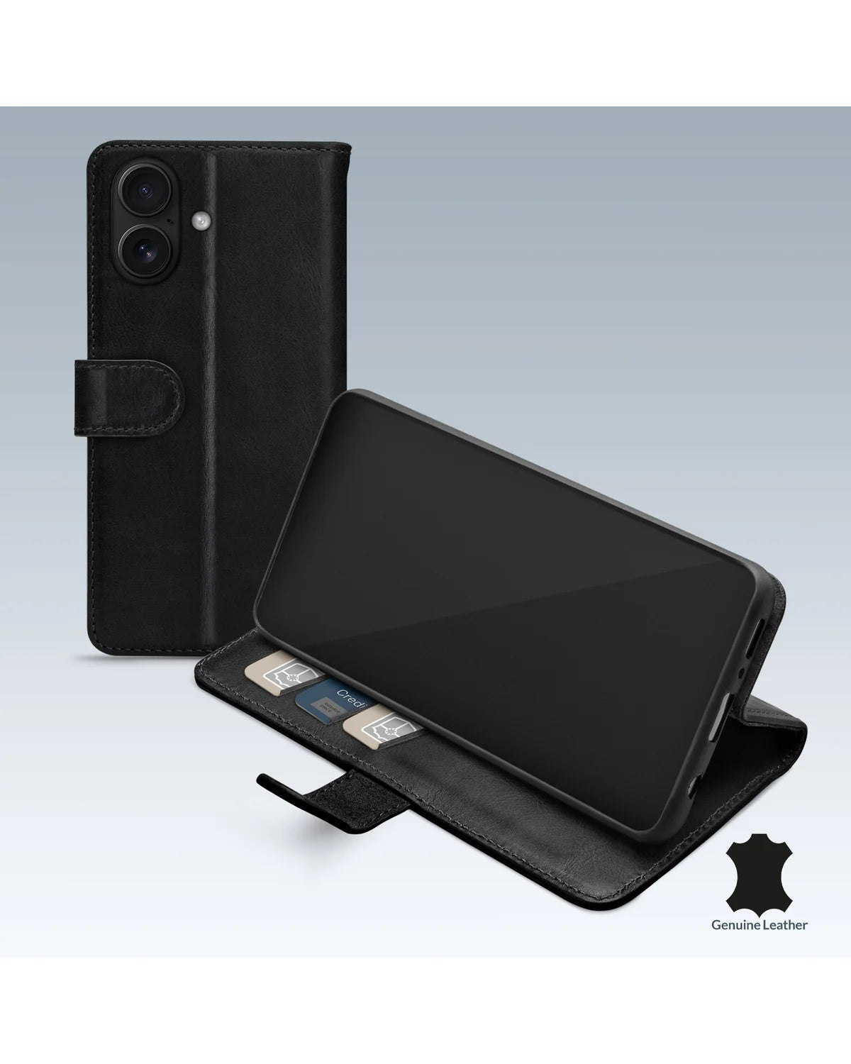 Mobilize Leather Wallet Hoesje (Case) – Apple iPhone 17 – Zwart