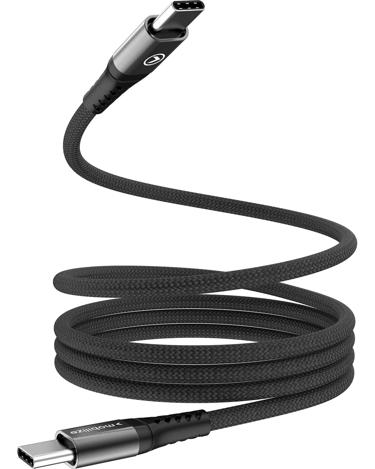 Mobilize Magnetische Nylon Kabel USB-C naar USB-C – 1m – 100W – Zwart
