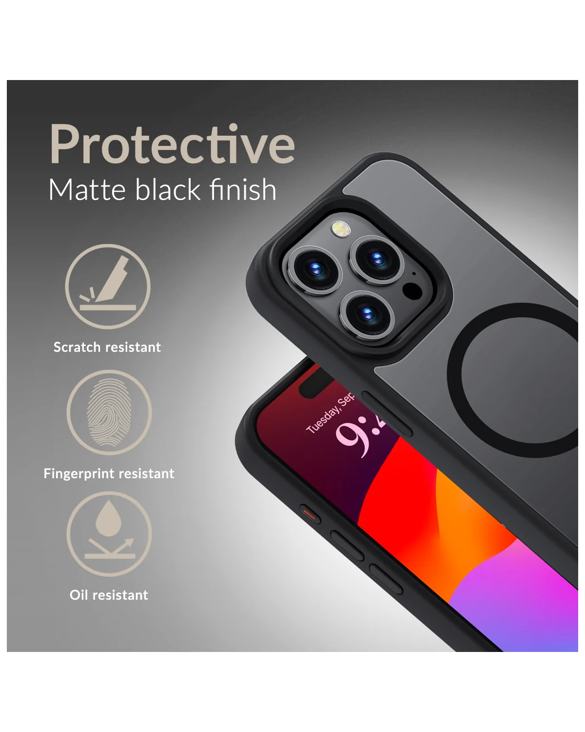 Mobilize Magsafe Compatibel Hybride Pro Case Telefoonhoesje Apple iPhone 16 Pro Zwart