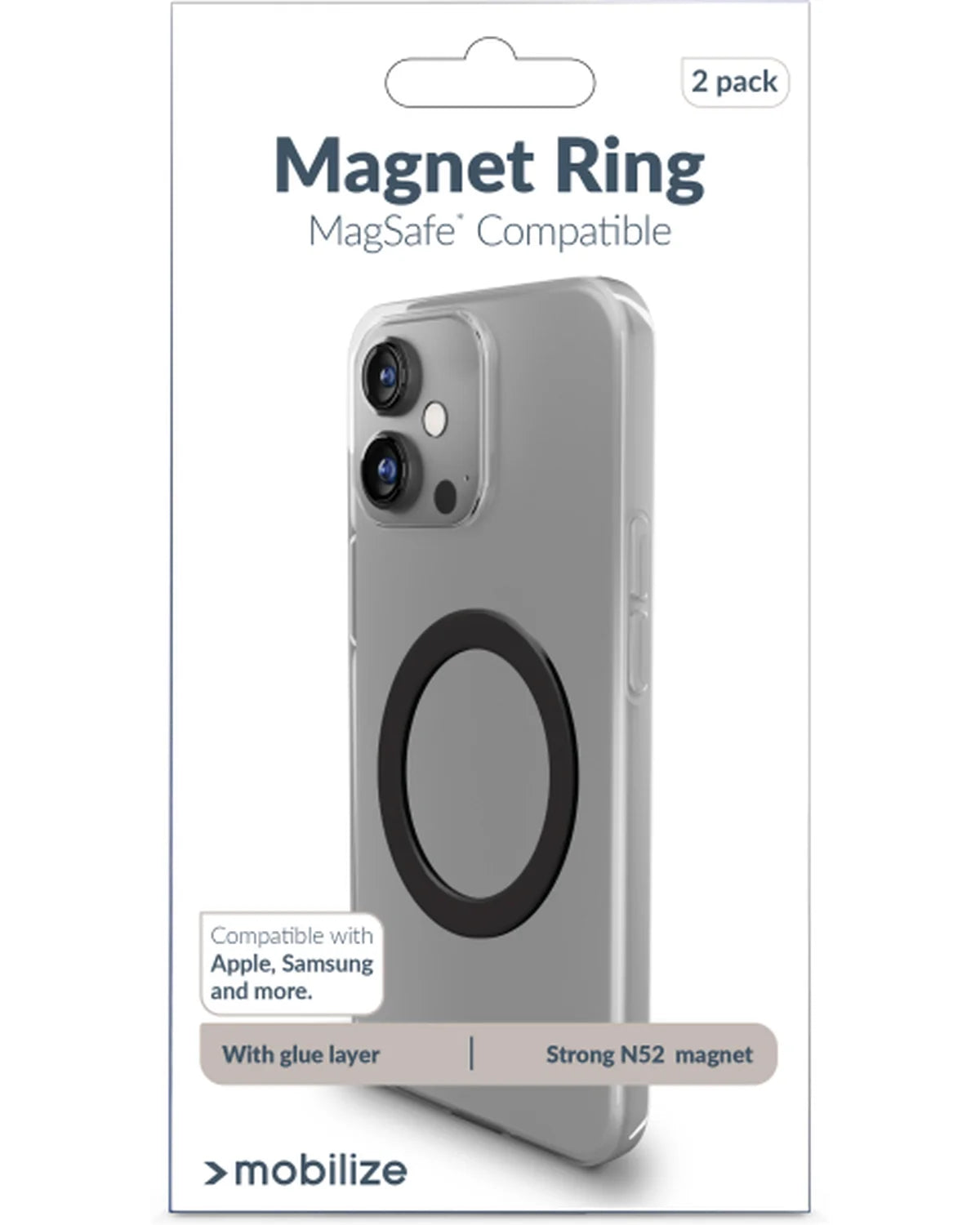 Mobilize MagSafe Compatibel Metalen Ring – Zwart (2-pack)