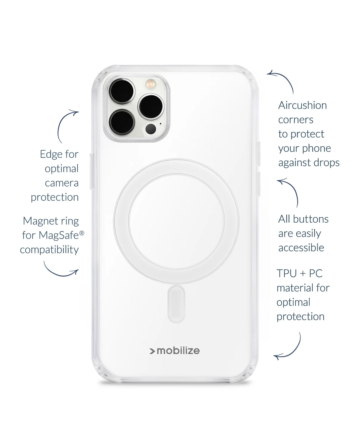 Mobilize Magsafe Compatibel Naked Protection Case Telefoonhoesje Apple iPhone 16 Pro Transparant