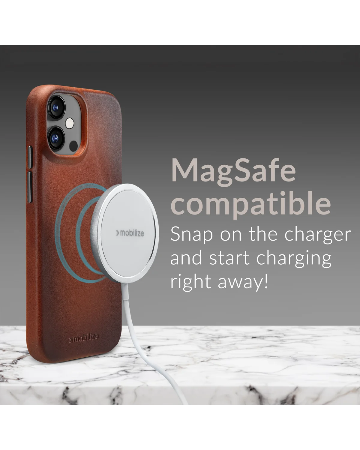 Mobilize Magsafe Compatibel Premium Leather Case Telefoonhoesje Apple iPhone 15 Burned Cognac