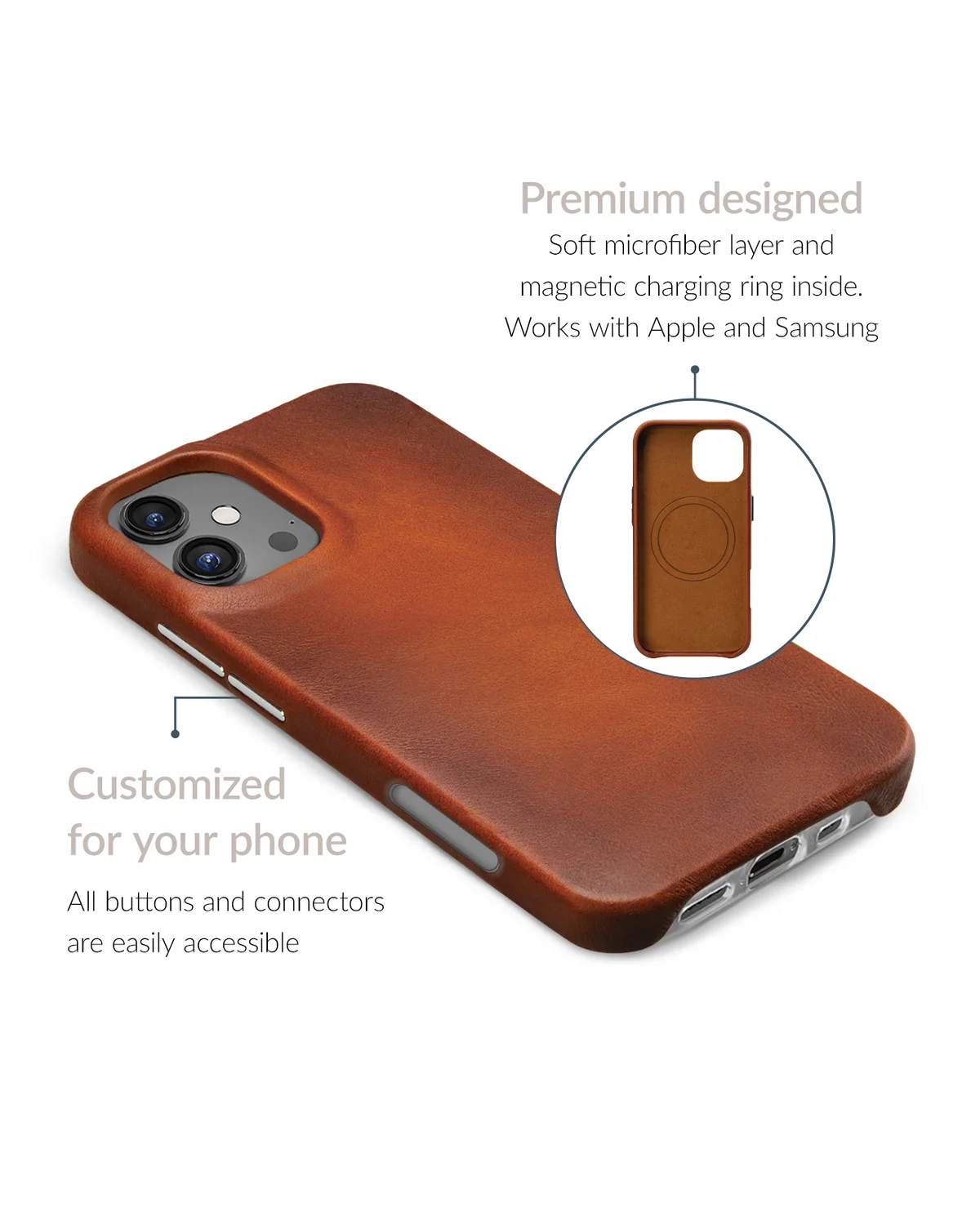 Mobilize Magsafe Compatibel Premium Leather Case telefoonhoesje Apple iPhone 16 Pro Burned Cognac
