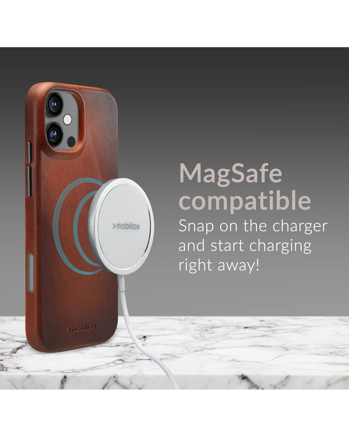 Mobilize Magsafe Compatibel Premium Leather Case telefoonhoesje Apple iPhone 16 Pro Burned Cognac