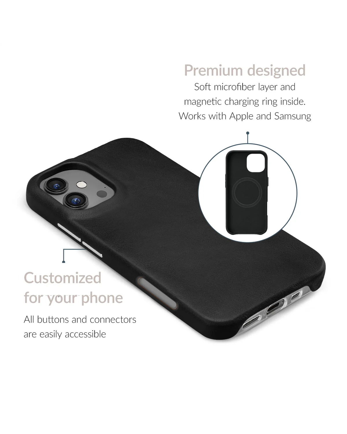 Mobilize Magsafe Compatibel Premium Leather Case telefoonhoesje Apple iPhone 16 Pro Zwart