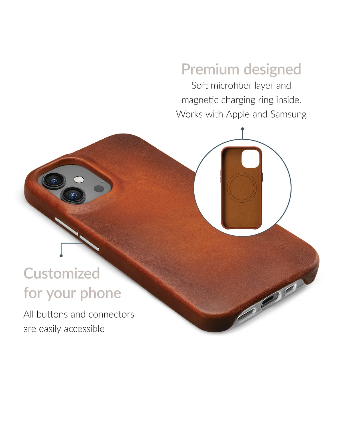 Mobilize MagSafe Compatibel Premium Leather Hoesje (Case) – Apple iPhone 17 Pro – Burned Cognac
