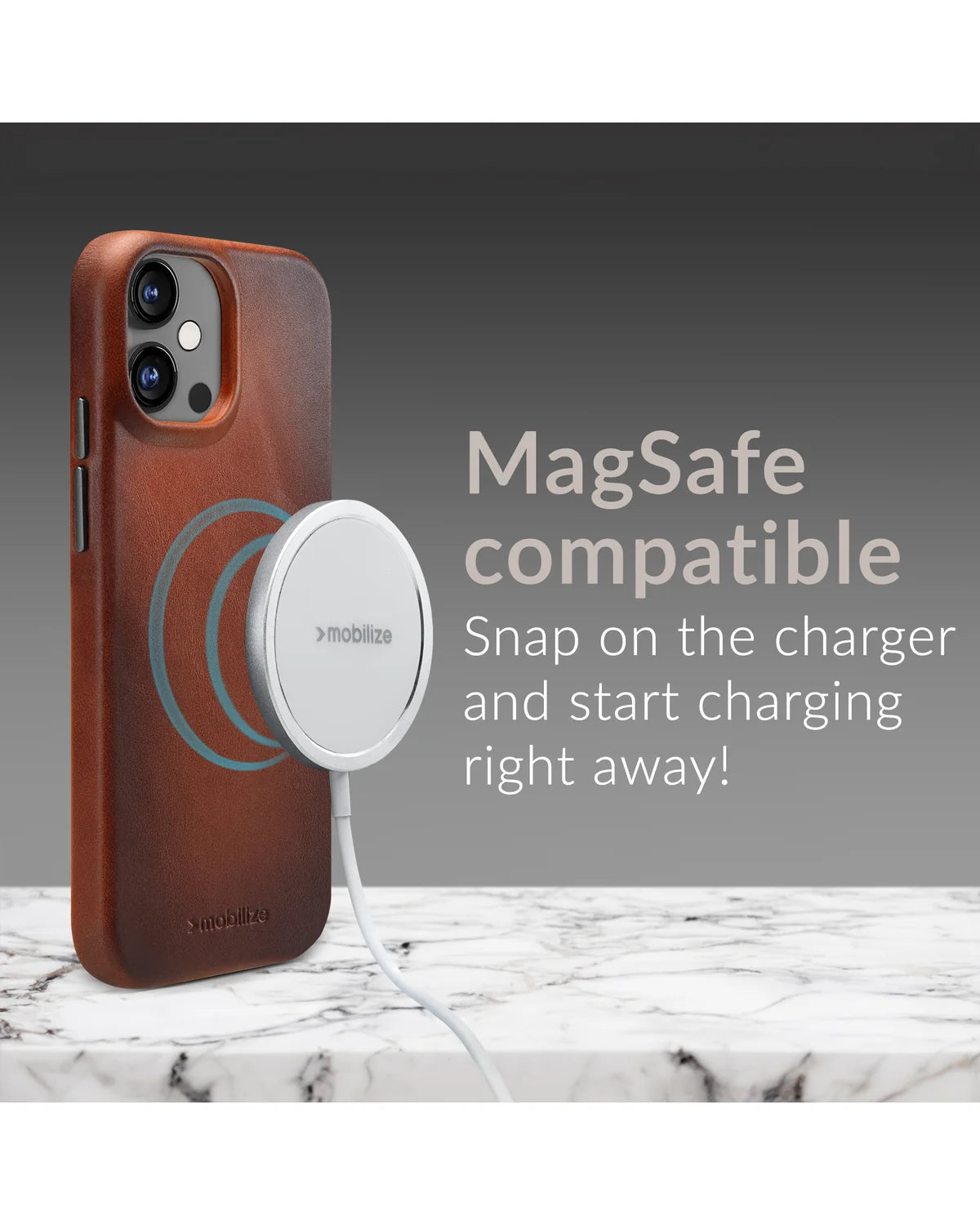 Mobilize MagSafe Compatibel Premium Leather Hoesje (Case) – Apple iPhone 17 Pro – Burned Cognac