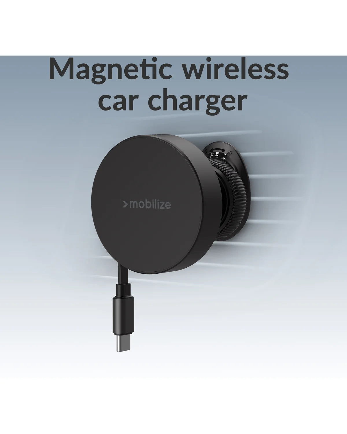 Mobilize MagSafe Compatibele Autohouder/Oplader – 7.5W/10W/15W – Met Uitschuifbare USB-C Kabel – Zwart