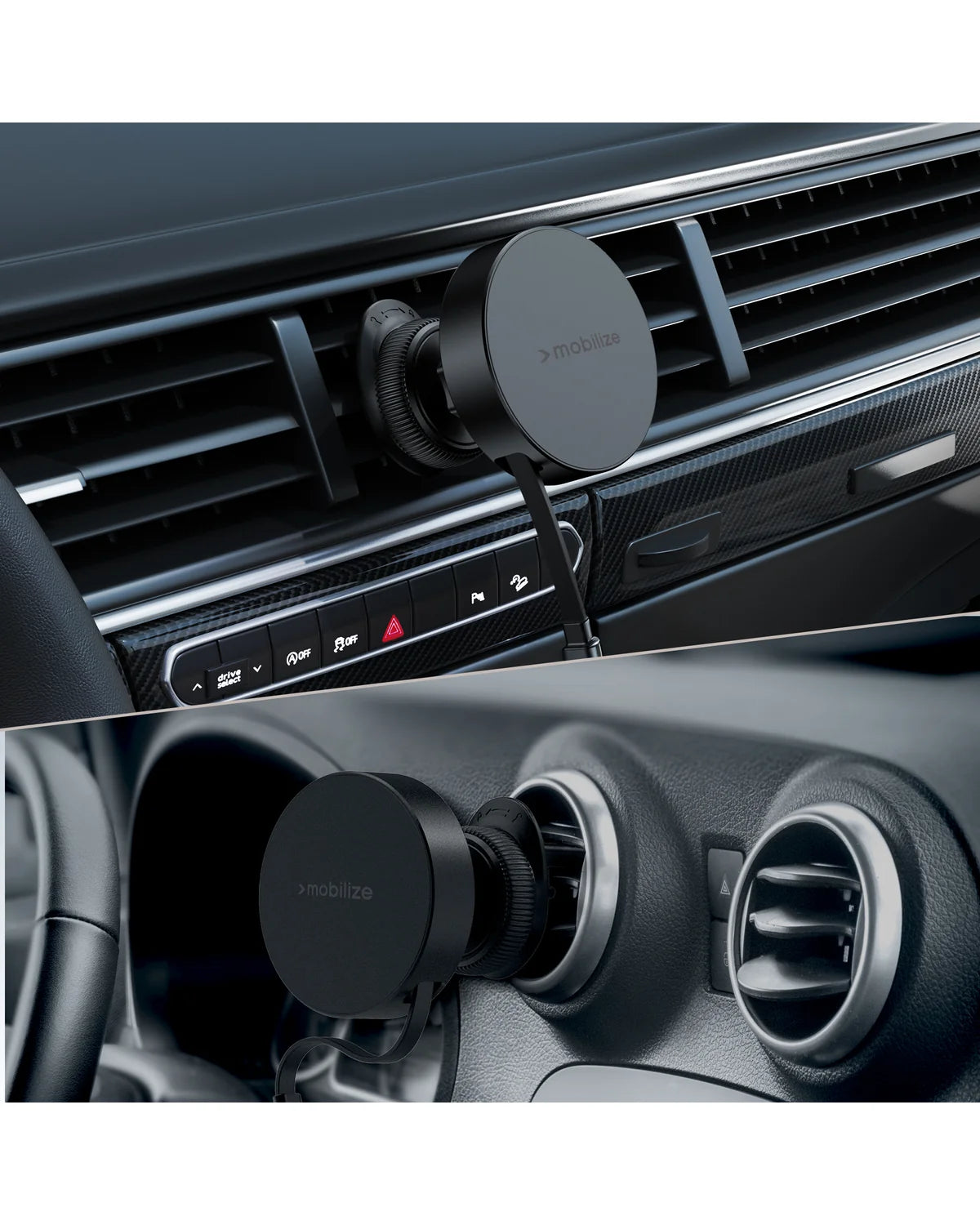 Mobilize MagSafe Compatibele Autohouder/Oplader – 7.5W/10W/15W – Met Uitschuifbare USB-C Kabel – Zwart