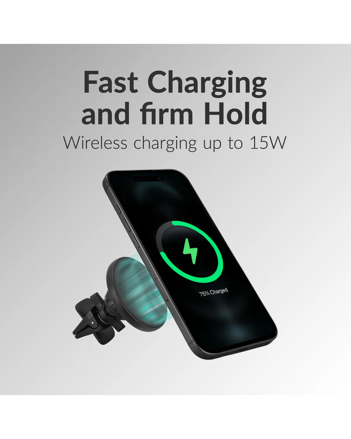 Mobilize MagSafe Compatibele Draadloze Autohouder/Oplader – 5W/7.5W/10W/15W – Zwart