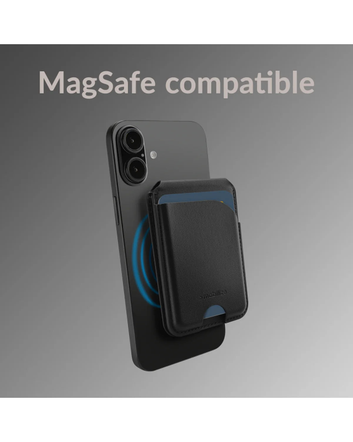 Mobilize MagSafe-compatibele magnetische kaarthouder met standaardfunctie – Zwart