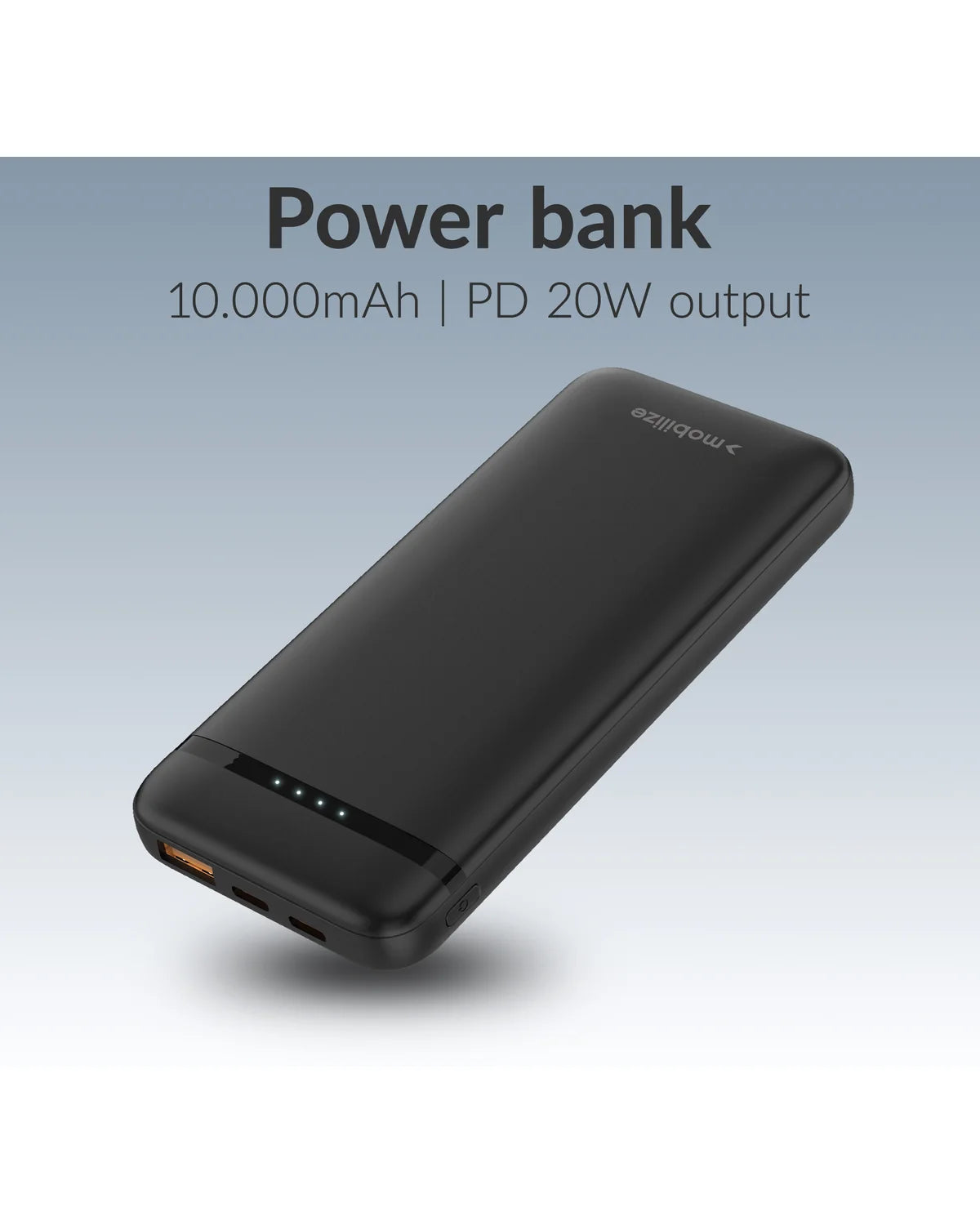 Mobilize Powerbank 10000mAh – 20W PD Snelladen – Zwart