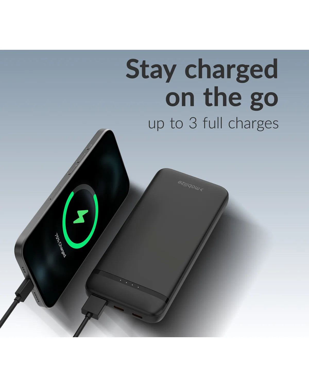 Mobilize Powerbank 10000mAh – 20W PD Snelladen – Zwart