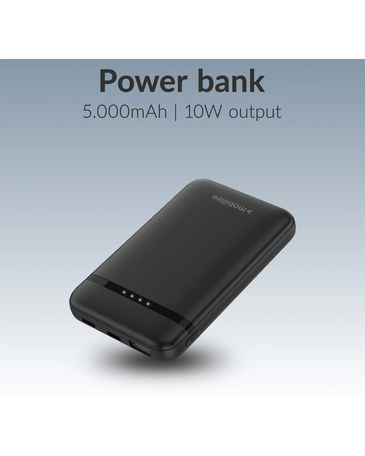 Mobilize Powerbank 5000mAh – 10W Snelladen – Zwart