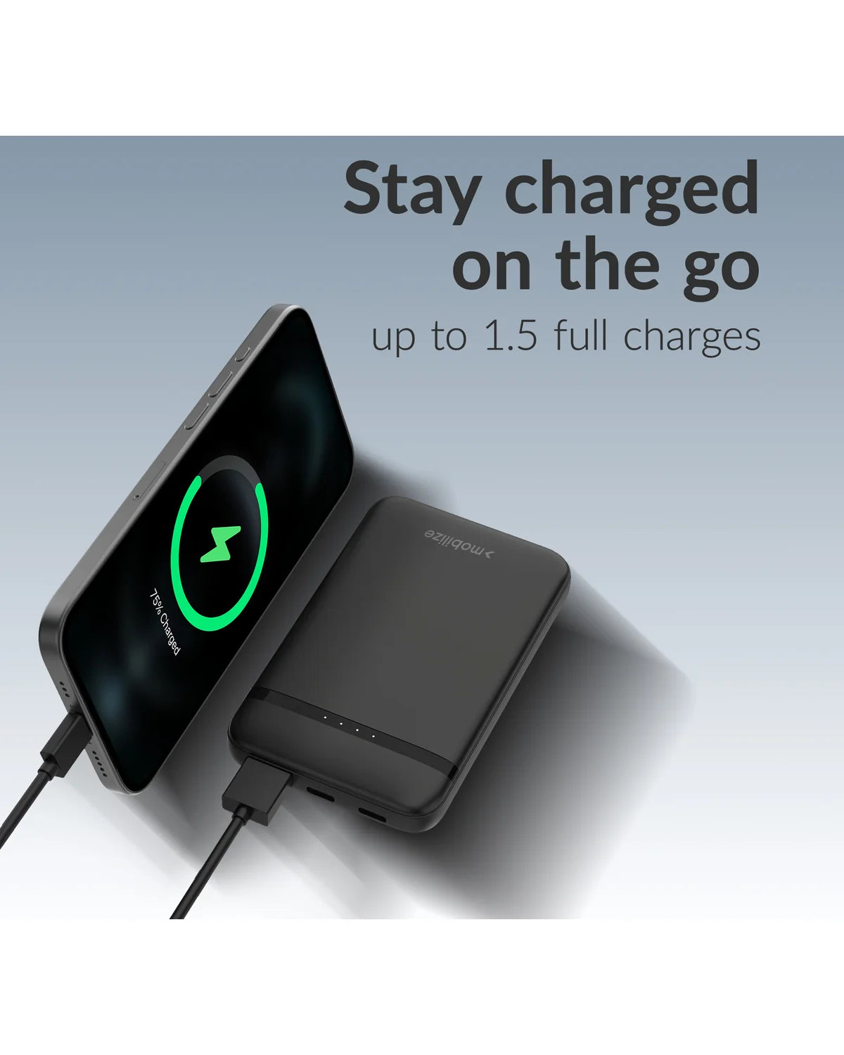 Mobilize Powerbank 5000mAh – 10W Snelladen – Zwart